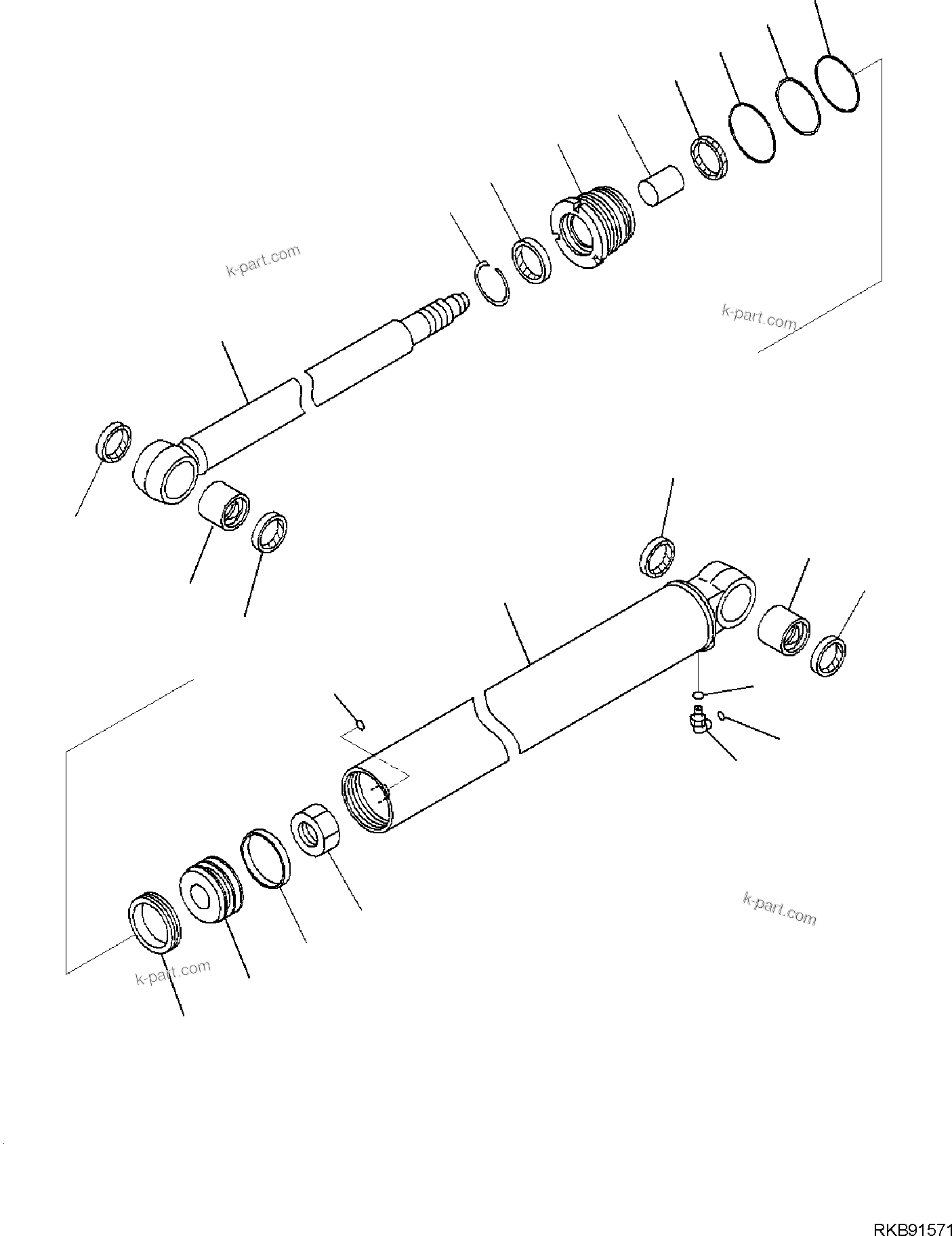 Komatsu parts book diagram for PC30MR-5 S/N F50002 AND UP: BOOM UNIT, INNER PARTS, ARM CYLINDER