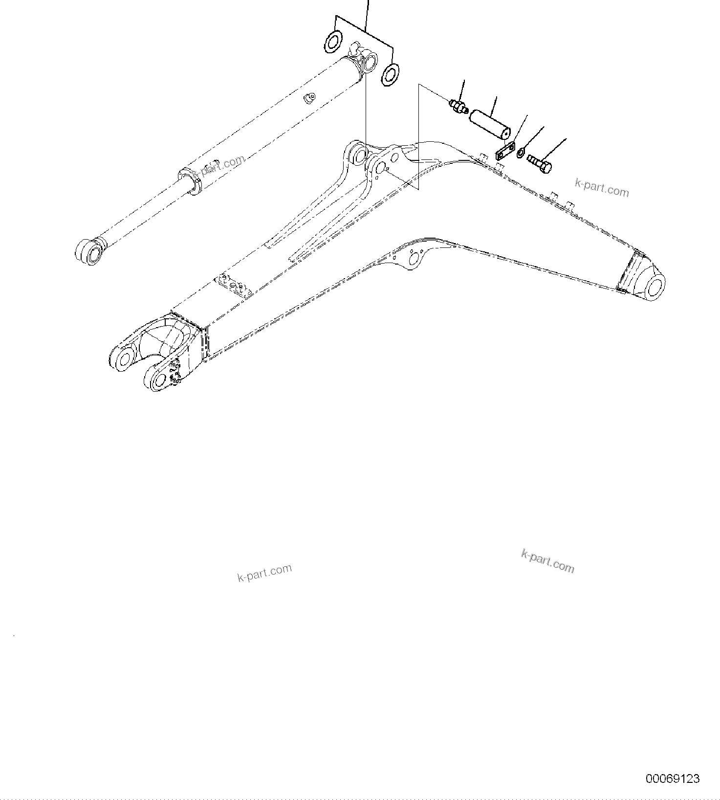 Komatsu parts book diagram for PC30MR-5 S/N F50002 AND UP: BOOM UNIT, PIN, ARM CYLINDER