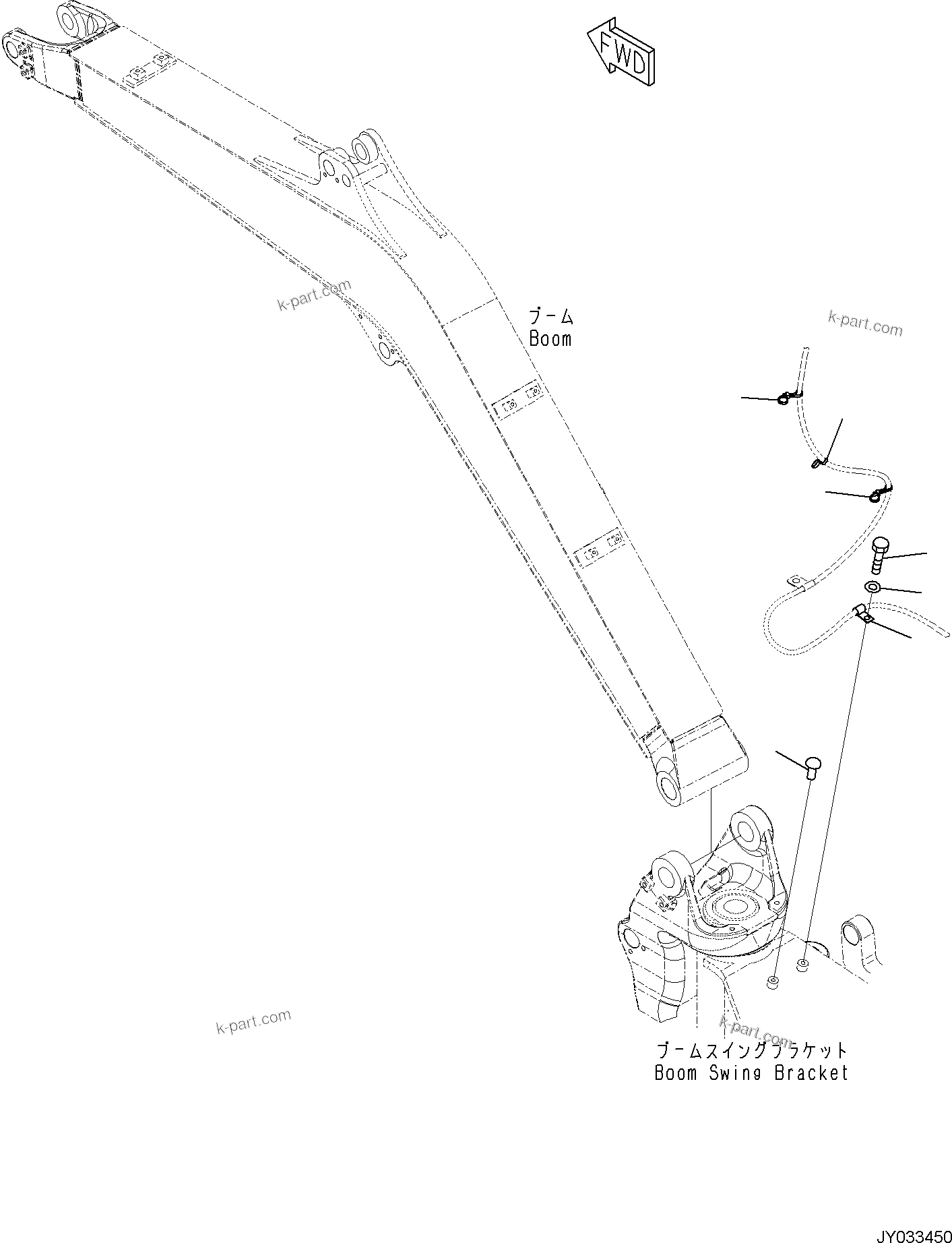 Komatsu parts book diagram for PC30MR-5 S/N F50002 AND UP: BOOM UNIT, MOUNTING