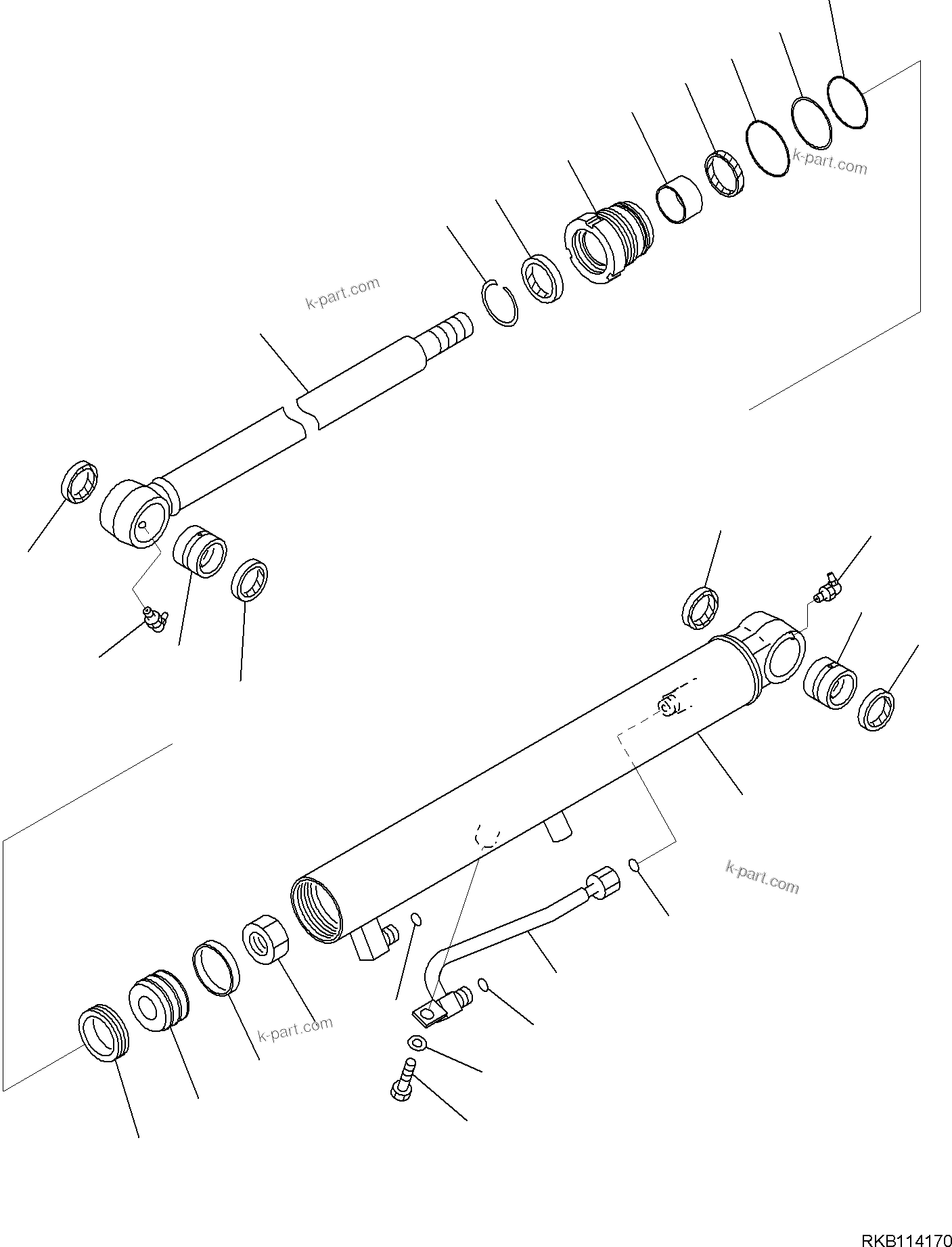 Komatsu parts book diagram for PC30MR-5 S/N F50002 AND UP: ARM UNIT, INNER PARTS, BUCKET CYLINDER