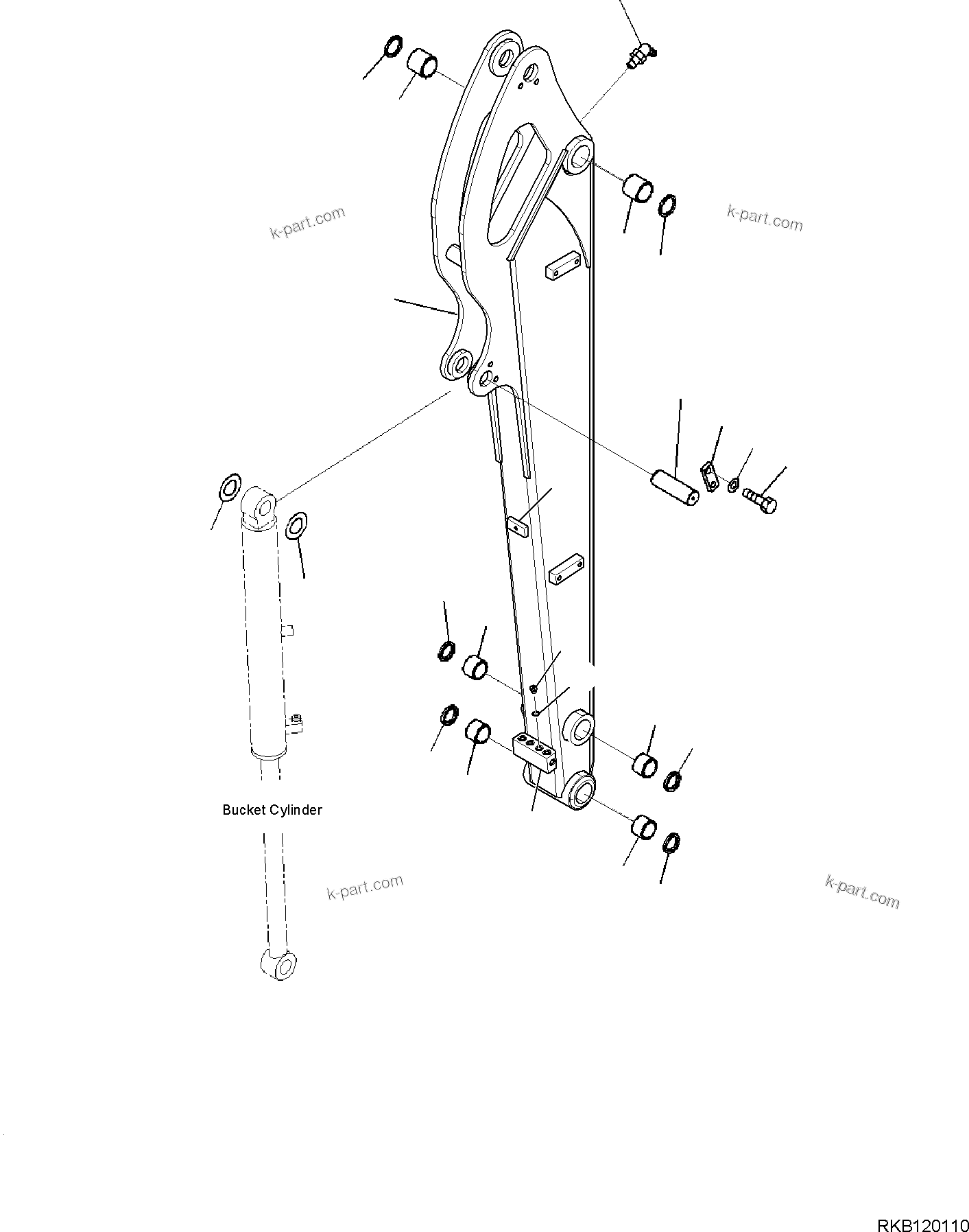 Komatsu parts book diagram for PC30MR-5 S/N F50002 AND UP: ARM UNIT, ARM AND PIN
