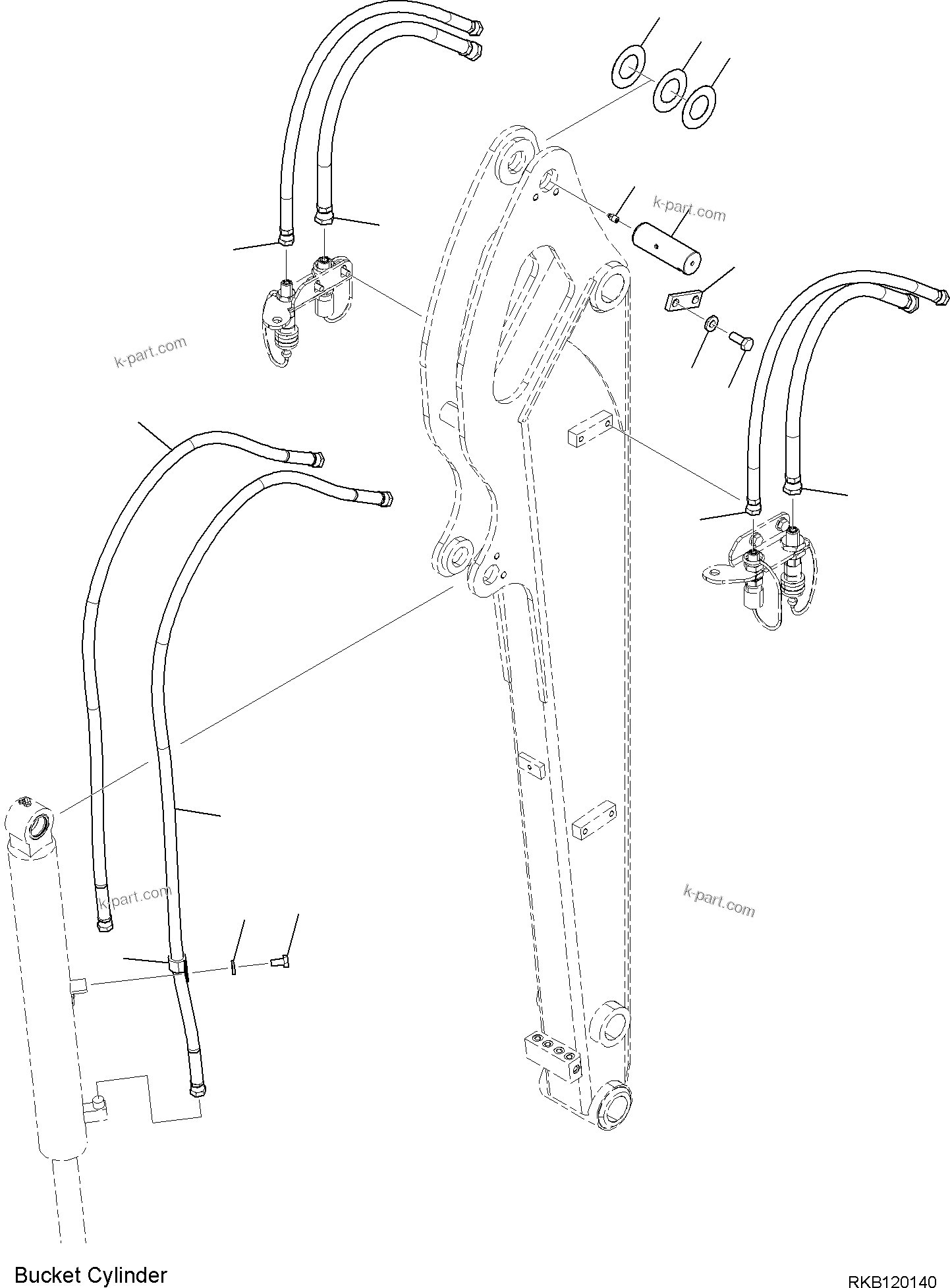 Komatsu parts book diagram for PC30MR-5 S/N F50002 AND UP: ARM UNIT, PIN AND PIPING