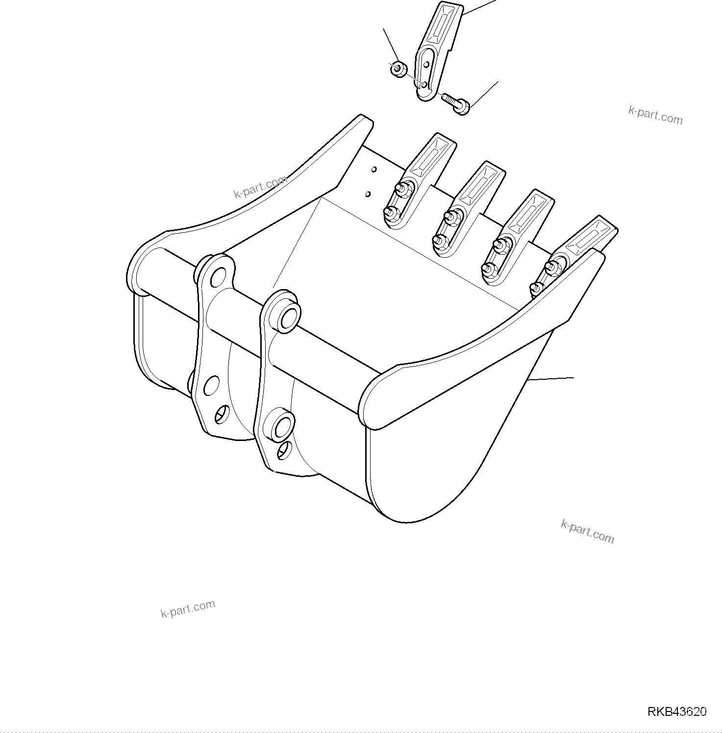 Komatsu parts book diagram for PC30MR-5 S/N F50002 AND UP: BUCKET, INNER PARTS, BUCKET