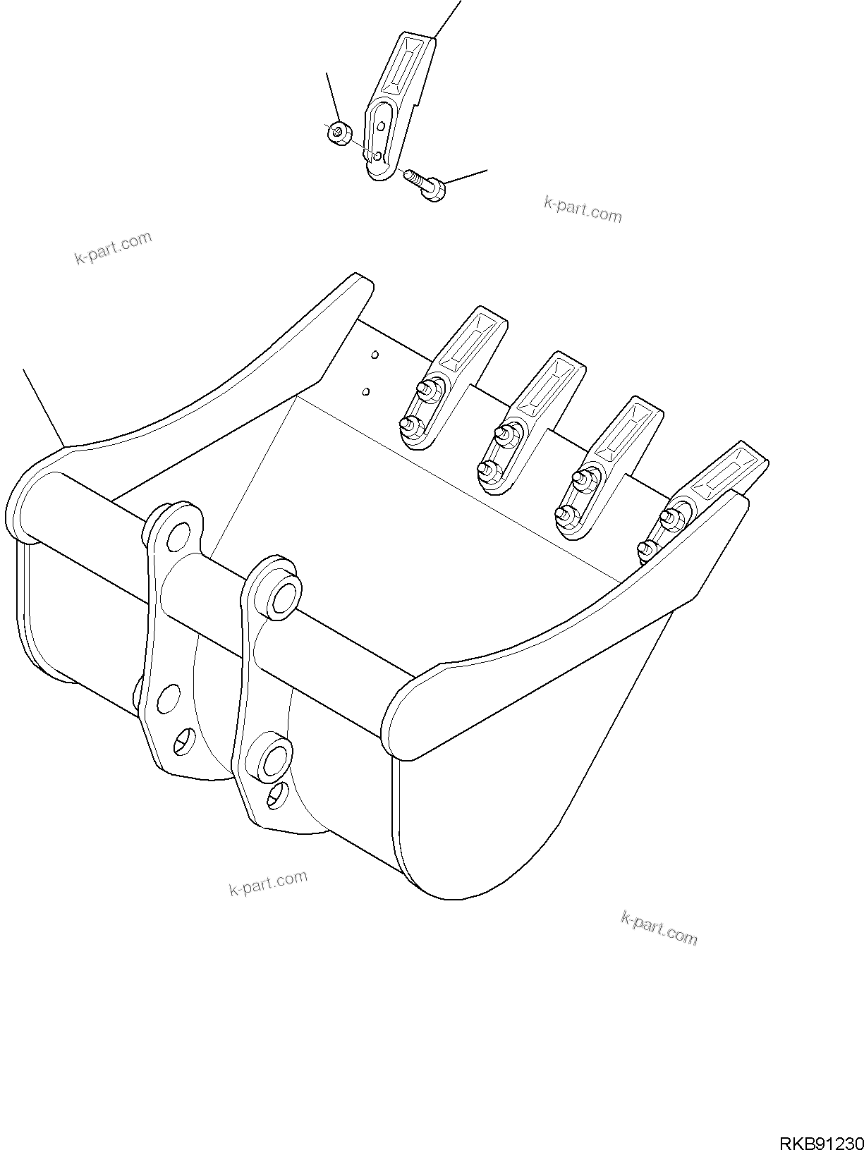 Komatsu parts book diagram for PC30MR-5 S/N F50002 AND UP: BUCKET, INNER PARTS, BUCKET
