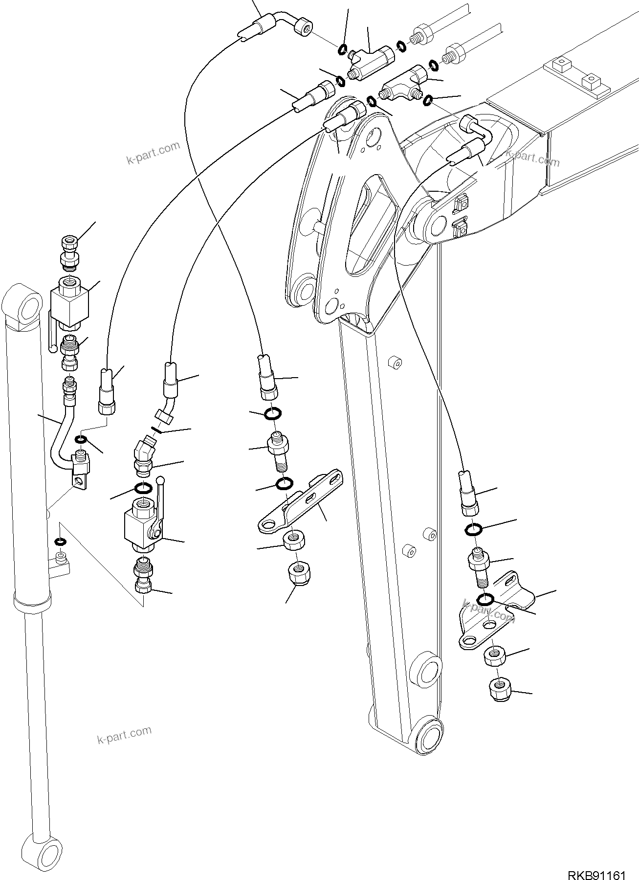 Komatsu parts book diagram for PC30MR-5 S/N F50002 AND UP: CUTTING AND ROTATING BUCKET FOR STANDARD ARM, CUTTING AND ROTATING BUCKET, HYDRAULIC PIPING