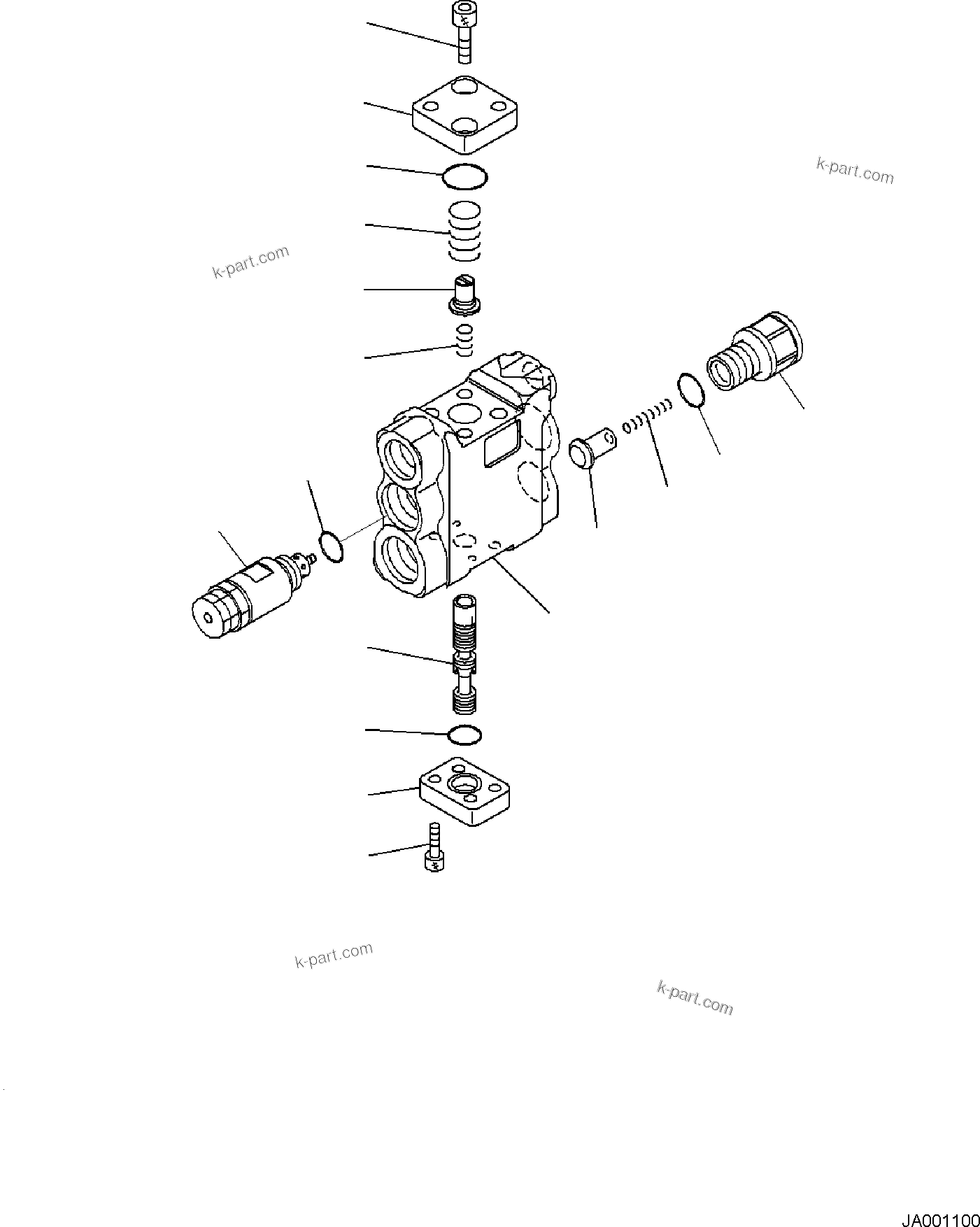 Komatsu parts book diagram for PC30MR-5 S/N F50002 AND UP: SAFETY VALVE UNIT, BOOM CYLINDER SAFETY VALVE, INNER PARTS