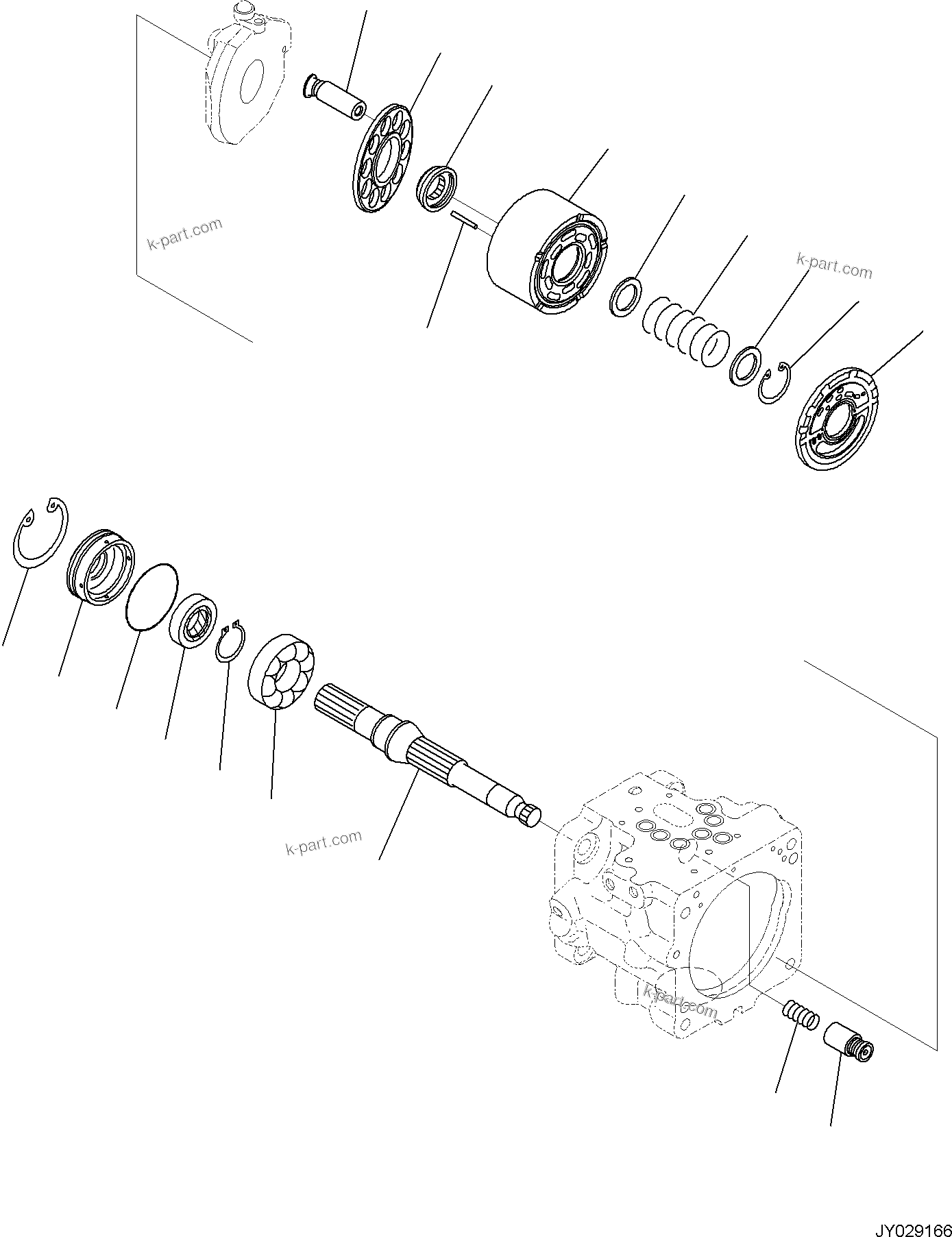 Komatsu parts book diagram for PC35MR-5 S/N F50003 AND UP: ENGINE RELATED PARTS FOR CAB WITHOUT AIR CONDITIONER, ENGINE RELATED PARTS, INNER PARTS, PISTON PUMP (2/7)