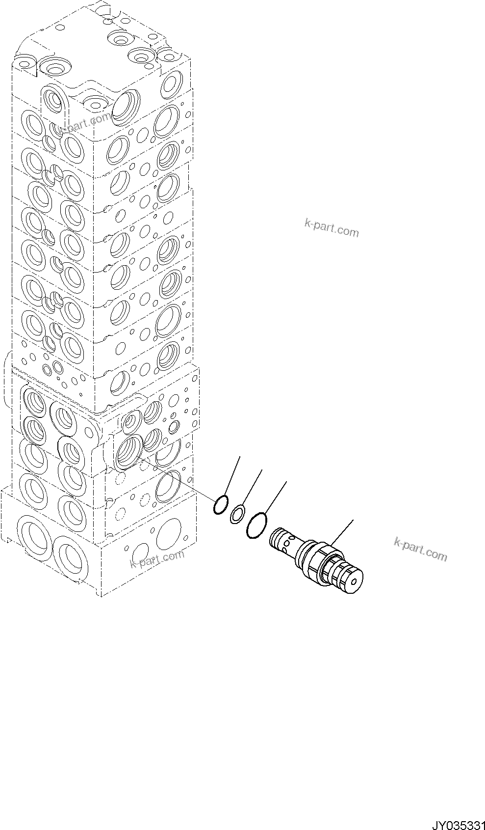 Komatsu parts book diagram for PC35MR-5 S/N F50003 AND UP: CONTROL VALVE, 10-VALVE (17/26)