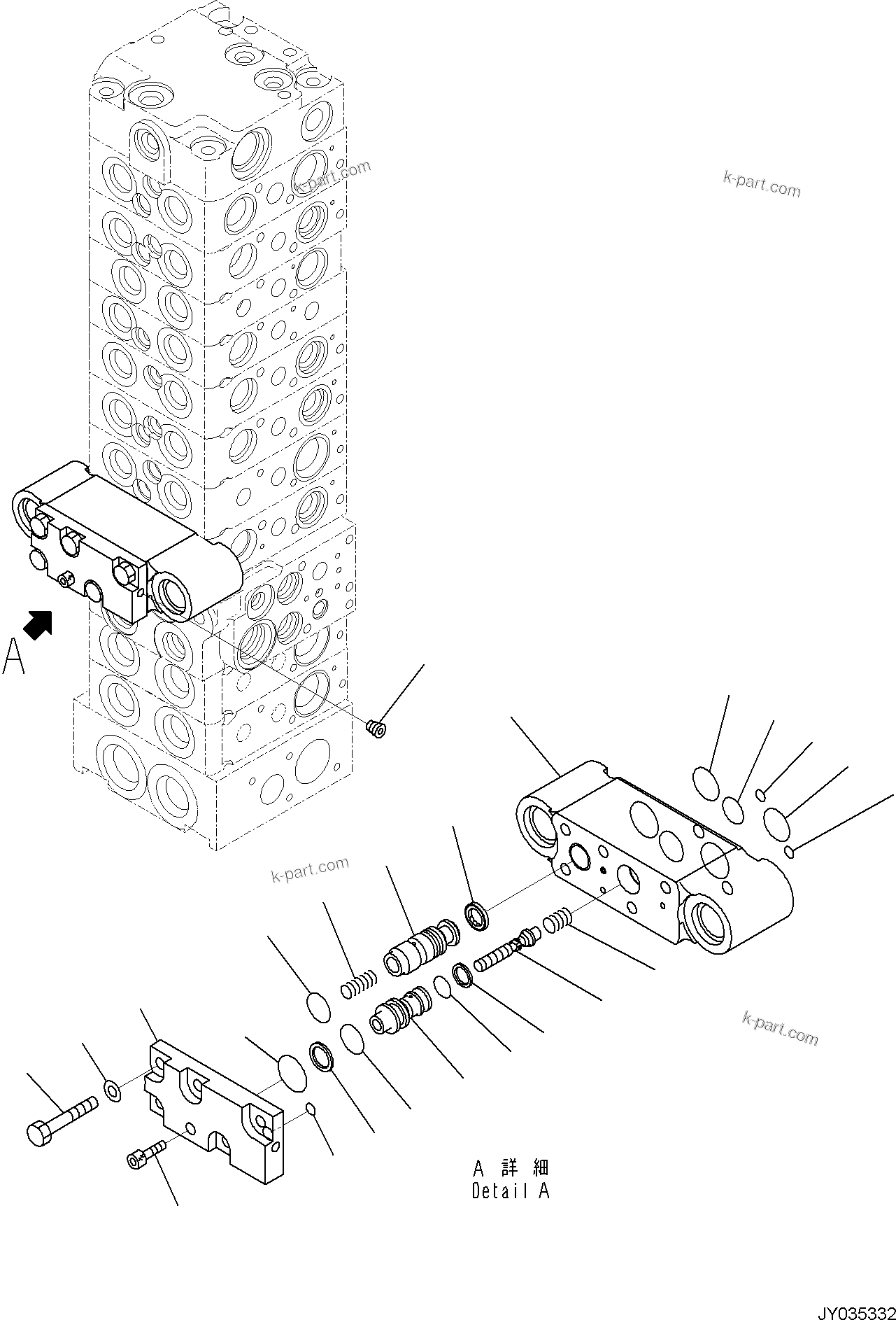 Komatsu parts book diagram for PC35MR-5 S/N F50003 AND UP: CONTROL VALVE, 10-VALVE (18/26)