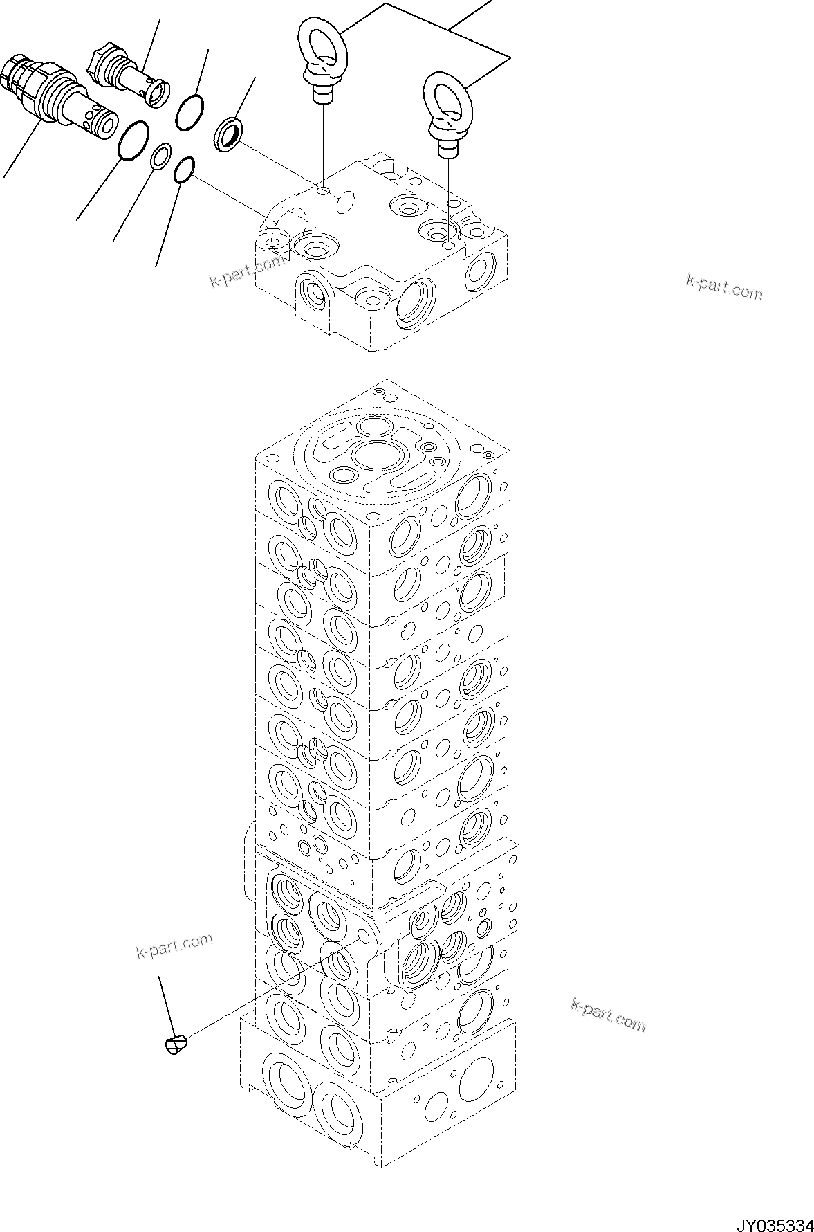 Komatsu parts book diagram for PC35MR-5 S/N F50003 AND UP: CONTROL VALVE, 10-VALVE (20/26)