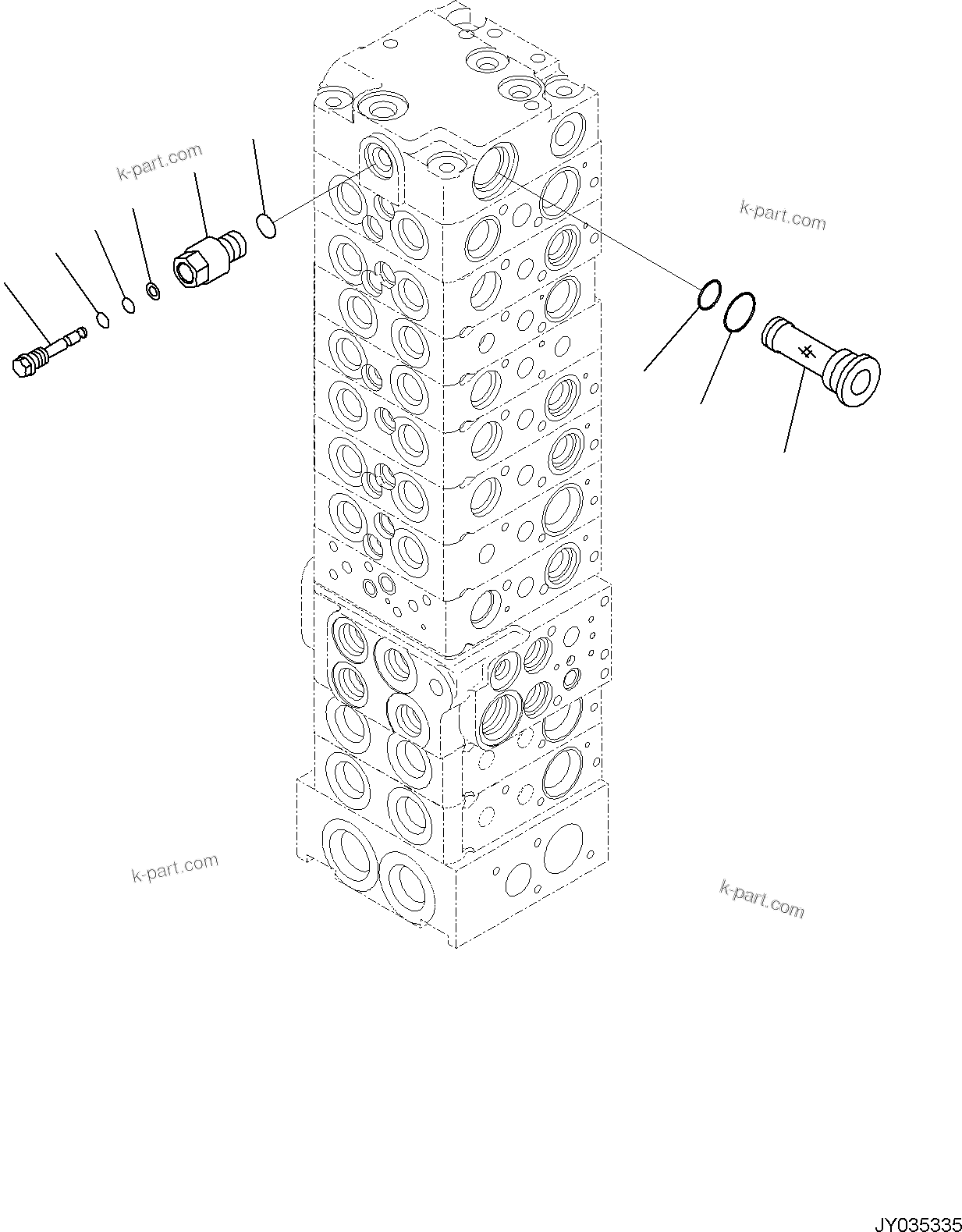 Komatsu parts book diagram for PC35MR-5 S/N F50003 AND UP: CONTROL VALVE, 10-VALVE (21/26)
