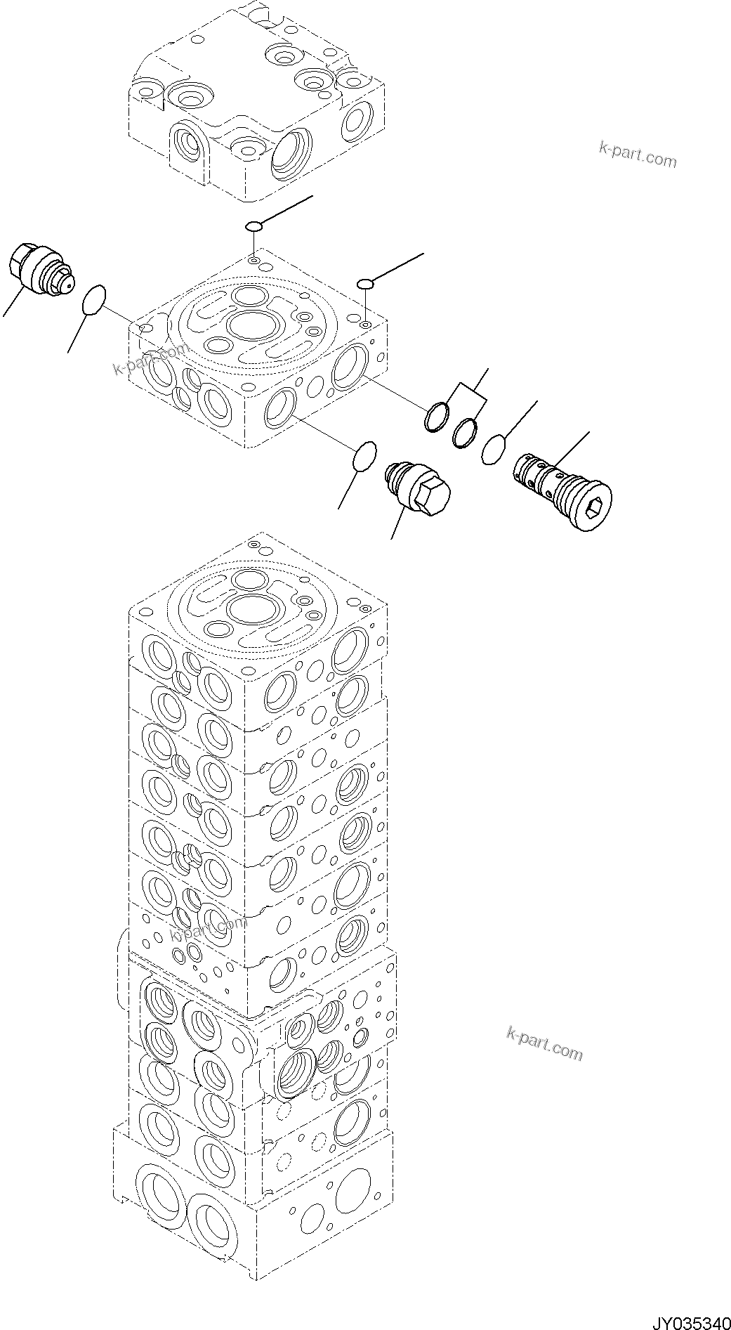 Komatsu parts book diagram for PC35MR-5 S/N F50003 AND UP: CONTROL VALVE, 10-VALVE (26/26)