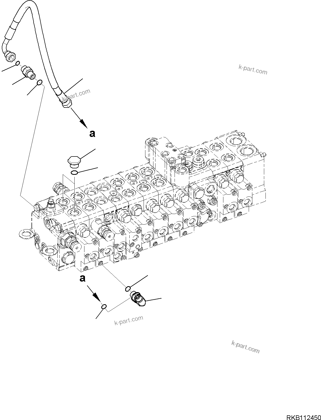 Komatsu parts book diagram for PC35MR-5 S/N F50003 AND UP: CONTROL VALVE, CONNECTING PARTS, ADDITIONAL VALVE