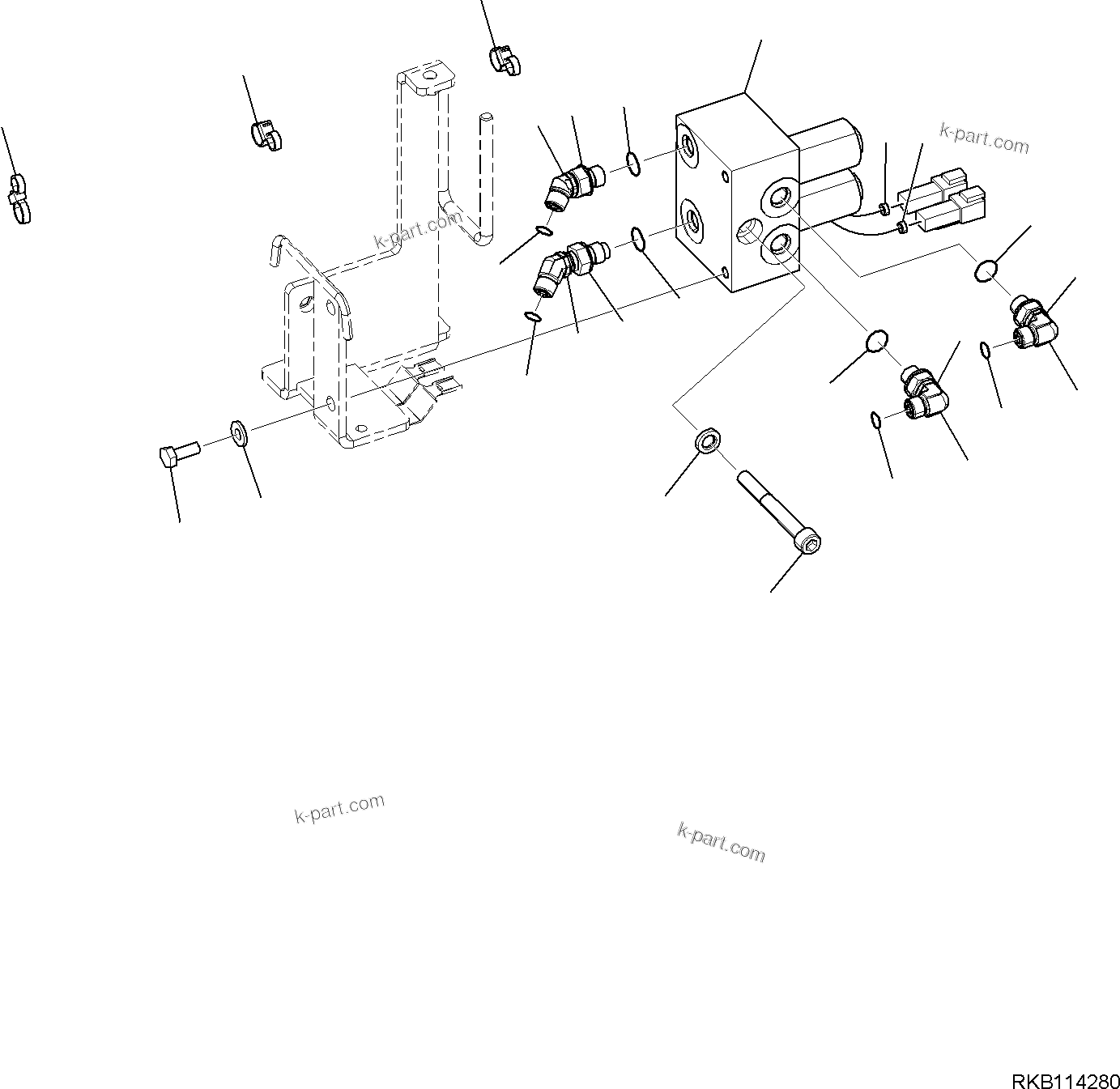 Komatsu parts book diagram for PC35MR-5 S/N F50003 AND UP: CONTROL VALVE, CONTROL VALVE, 2-ATTACHMENT, INNER PARTS, EPC VALVE ATTACHMENT PIPING