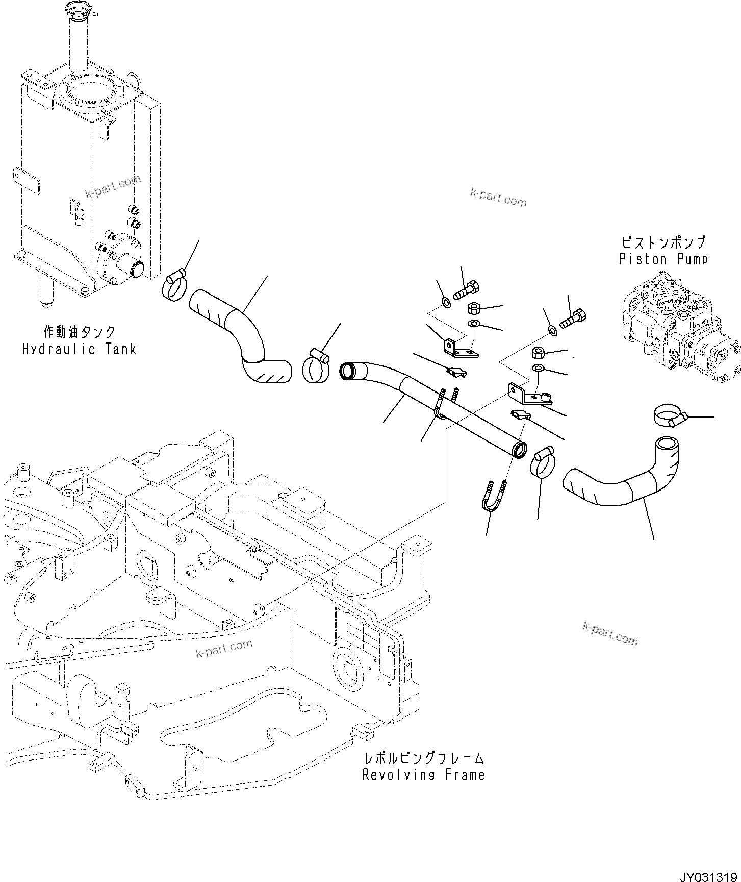 Komatsu parts book diagram for PC35MR-5 S/N F50003 AND UP: SUCTION PIPING