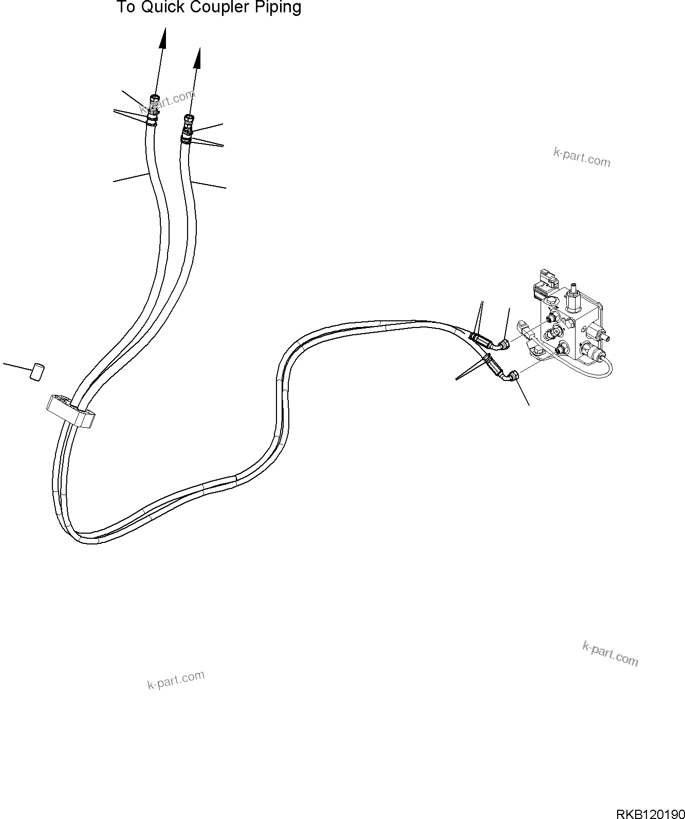Komatsu parts book diagram for PC35MR-5 S/N F50003 AND UP: ACTUATOR PIPING, QUICK COUPLER, DOUBLE EFFECT, ATTACHMENT PIPING