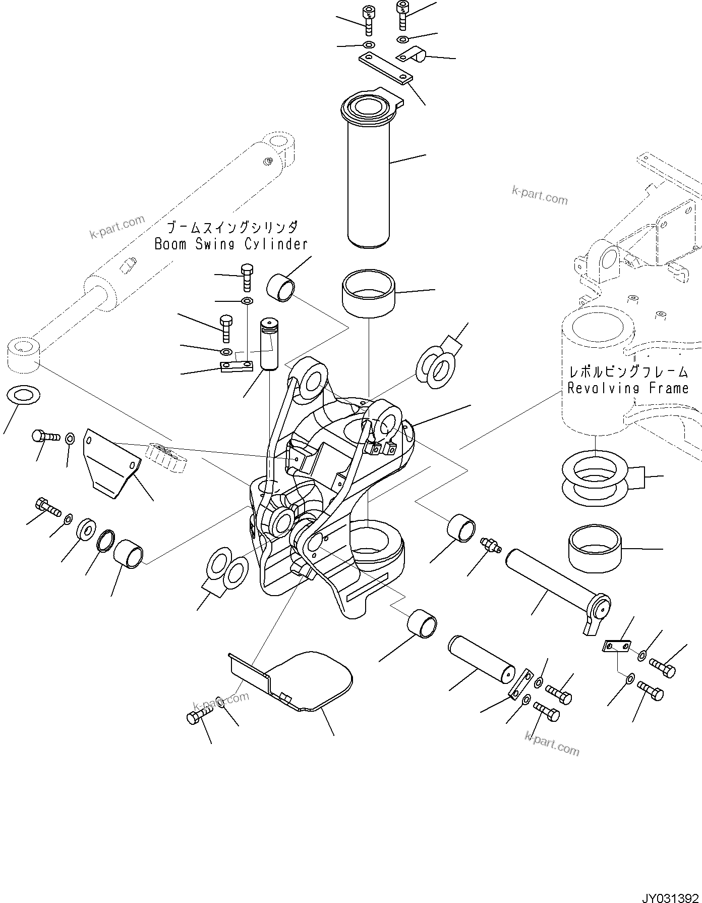 Komatsu parts book diagram for PC35MR-5 S/N F50003 AND UP: BOOM SWING BRACKET