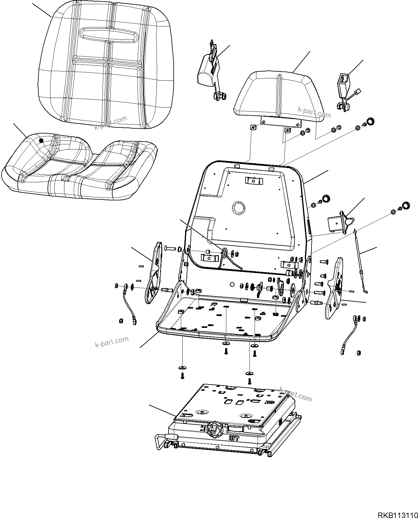 Komatsu parts book diagram for PC35MR-5 S/N F50003 AND UP: OPERATOR'S SEAT FOR CAB, INNER PARTS