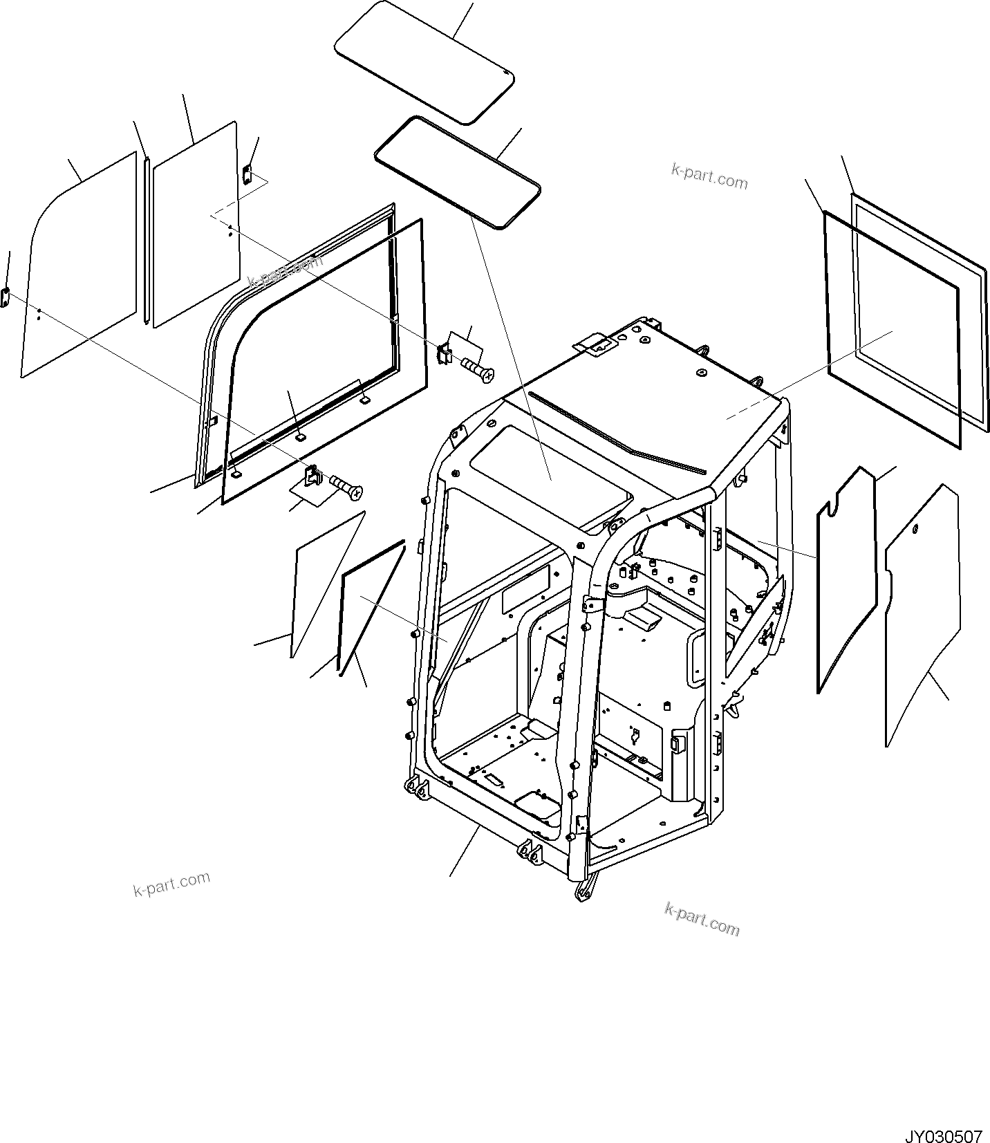 Komatsu parts book diagram for PC35MR-5 S/N F50003 AND UP: CAB, CAB BODY AND WINDOW