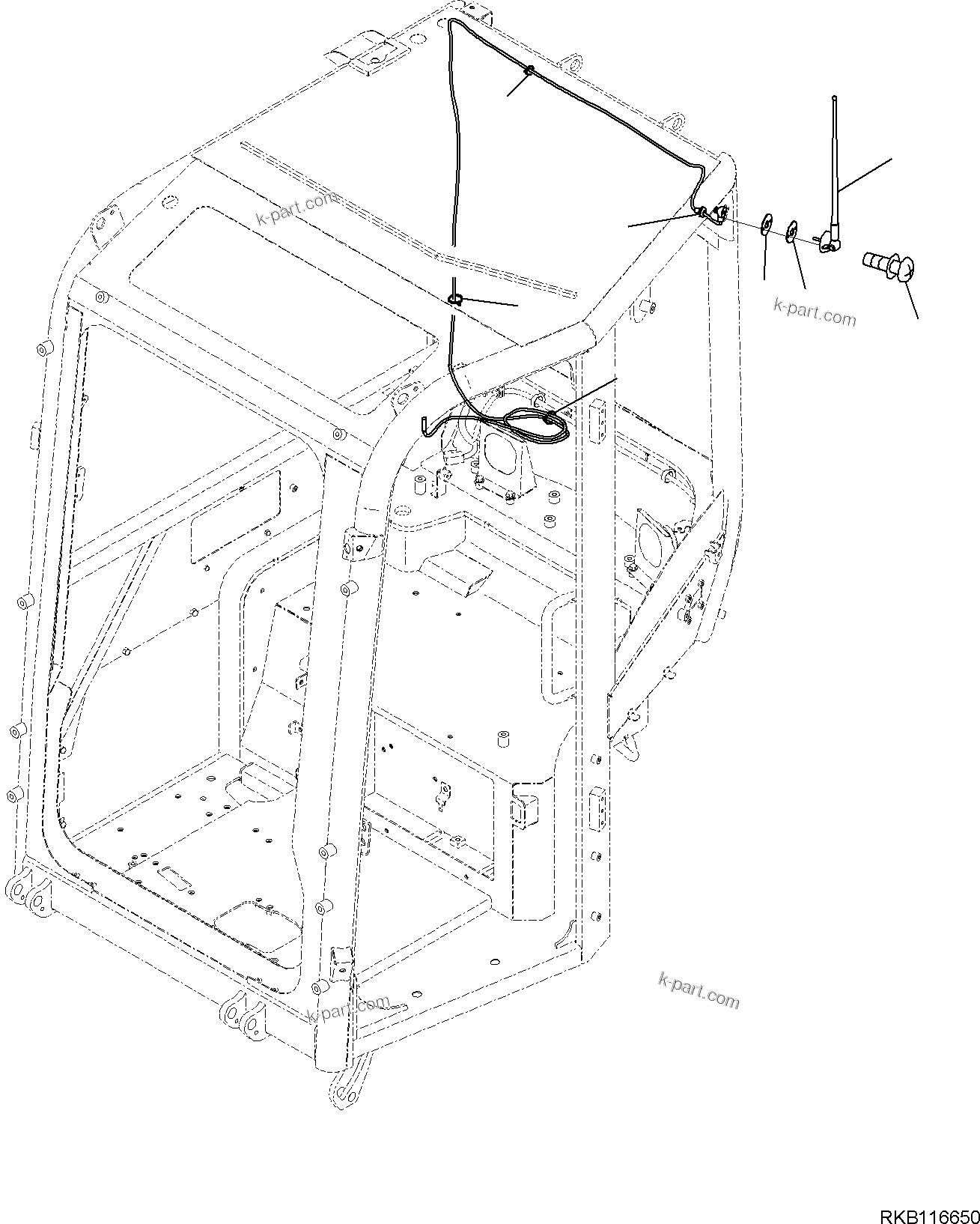 Komatsu parts book diagram for PC35MR-5 S/N F50003 AND UP: CAB, ANTENNA