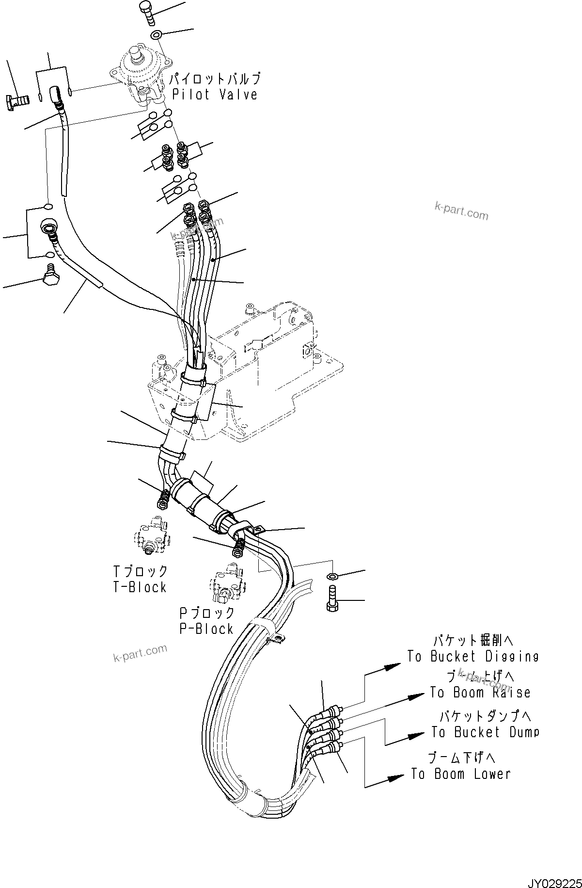 Komatsu parts book diagram for PC35MR-5 S/N F50003 AND UP: CAB, CAB, WITH AIR CONDITIONER, 2-ATTACHMENT, PPC PIPING, RH