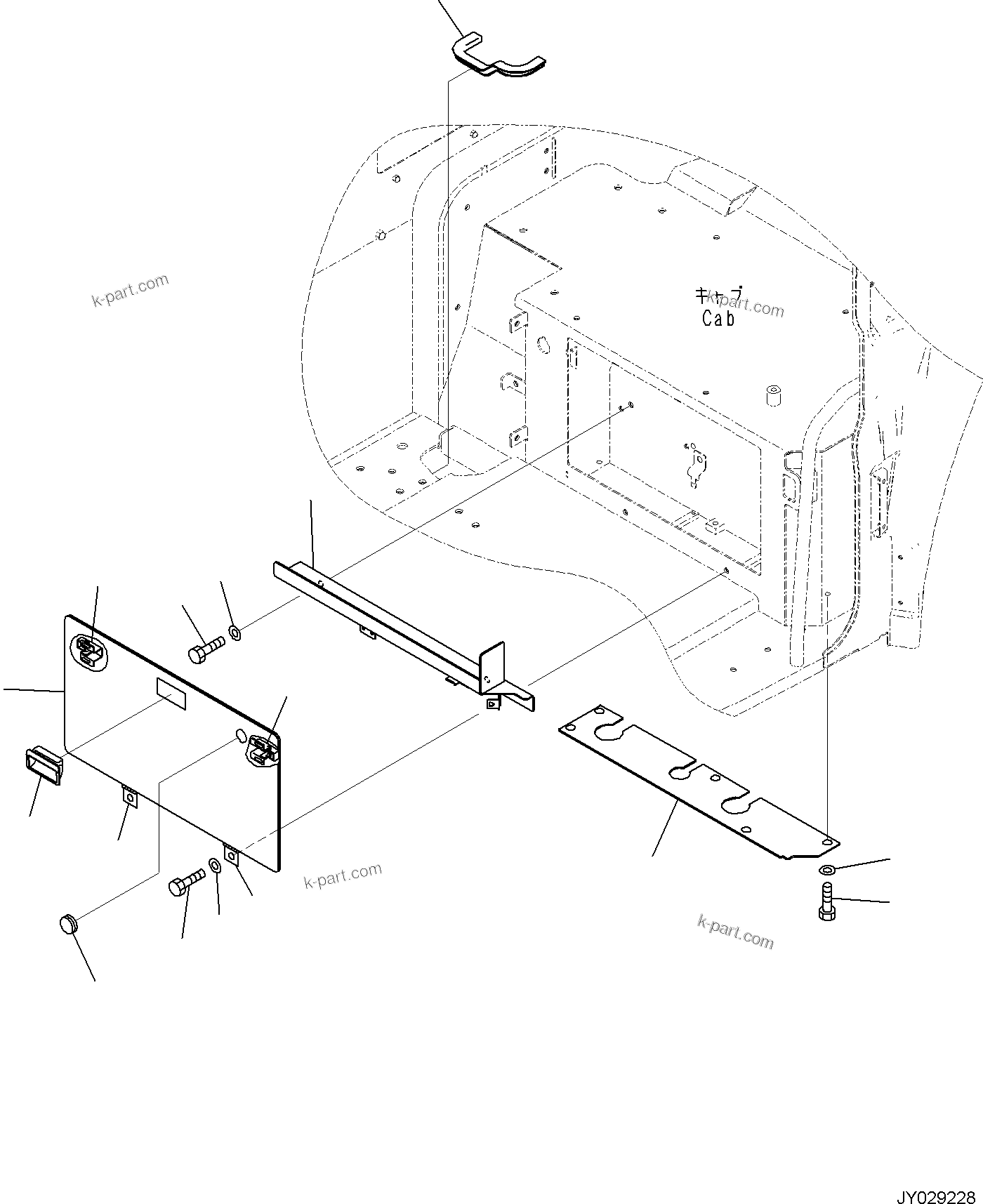 Komatsu parts book diagram for PC35MR-5 S/N F50003 AND UP: CAB, CAB IN PARTS, FLOOR COVER (1/2)