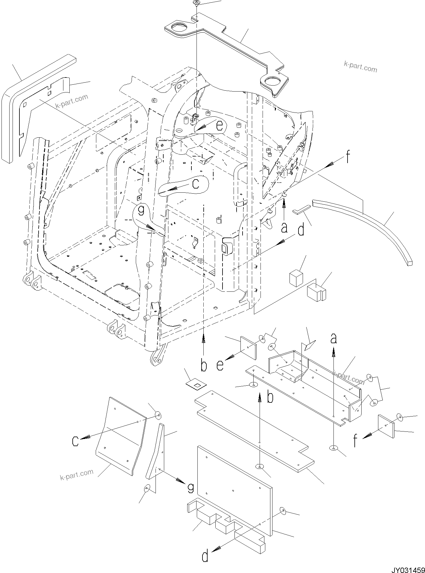 Komatsu parts book diagram for PC35MR-5 S/N F50003 AND UP: CAB, CAB, 2-ATTACHMENT, FLOOR, UNDER SHEET