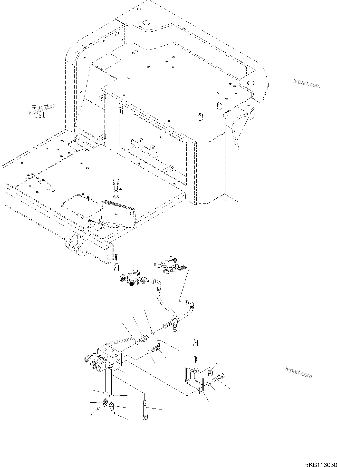 Komatsu parts book diagram for PC35MR-5 S/N F50003 AND UP: CAB, CAB, WITH AIR CONDITIONER, 2-ATTACHMENT, ATTACHMENT VALVE