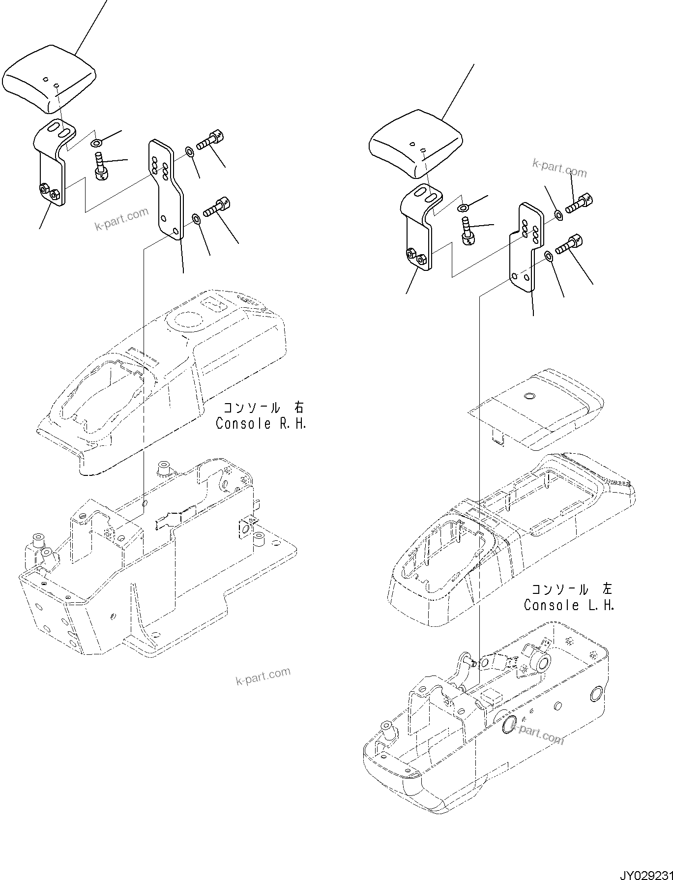Komatsu parts book diagram for PC35MR-5 S/N F50003 AND UP: CAB, WRIST REST