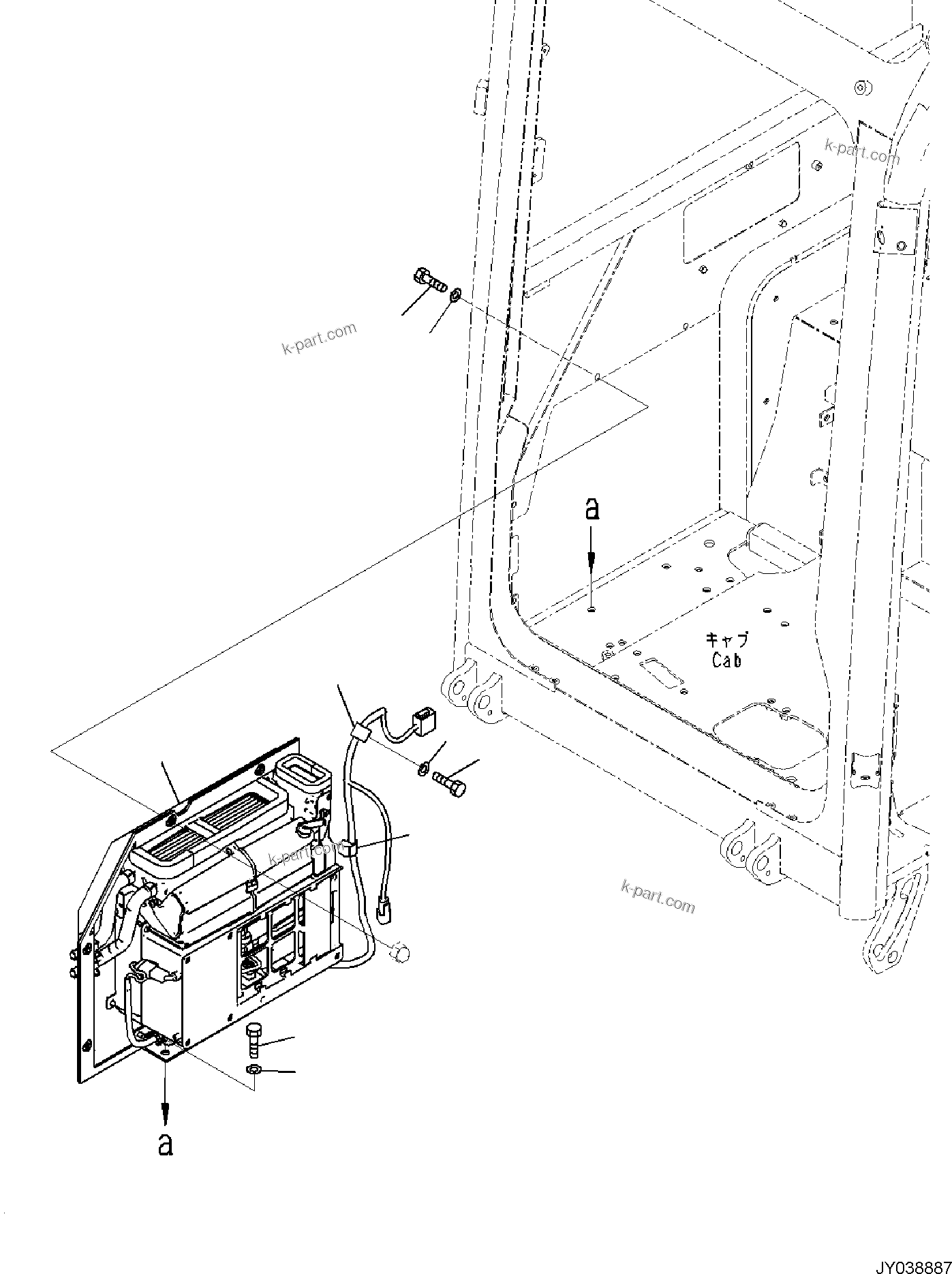 Komatsu parts book diagram for PC35MR-5 S/N F50003 AND UP: CAB, HEATER UNIT MOUNTING