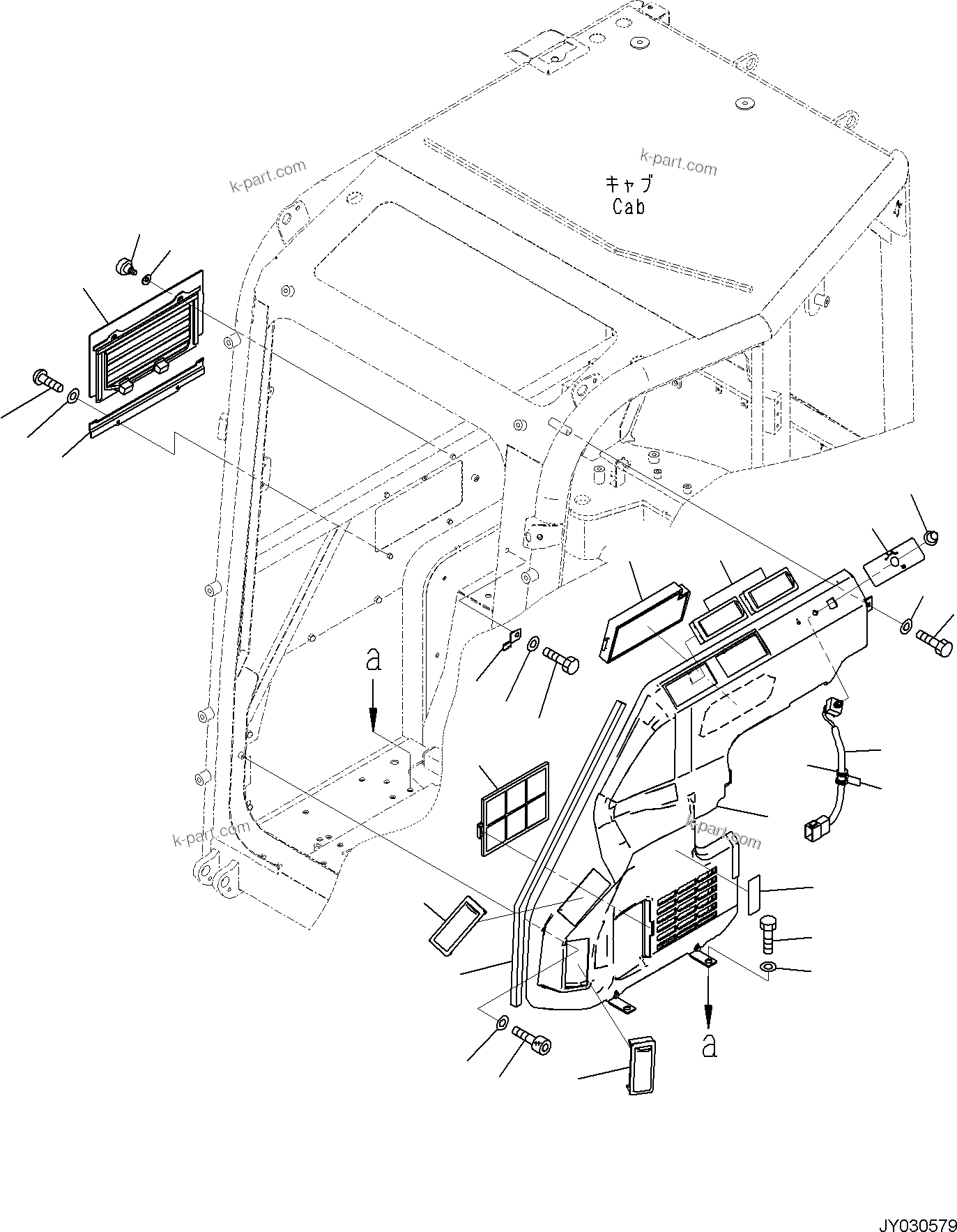 Komatsu parts book diagram for PC35MR-5 S/N F50003 AND UP: CAB, HEATER DUCT