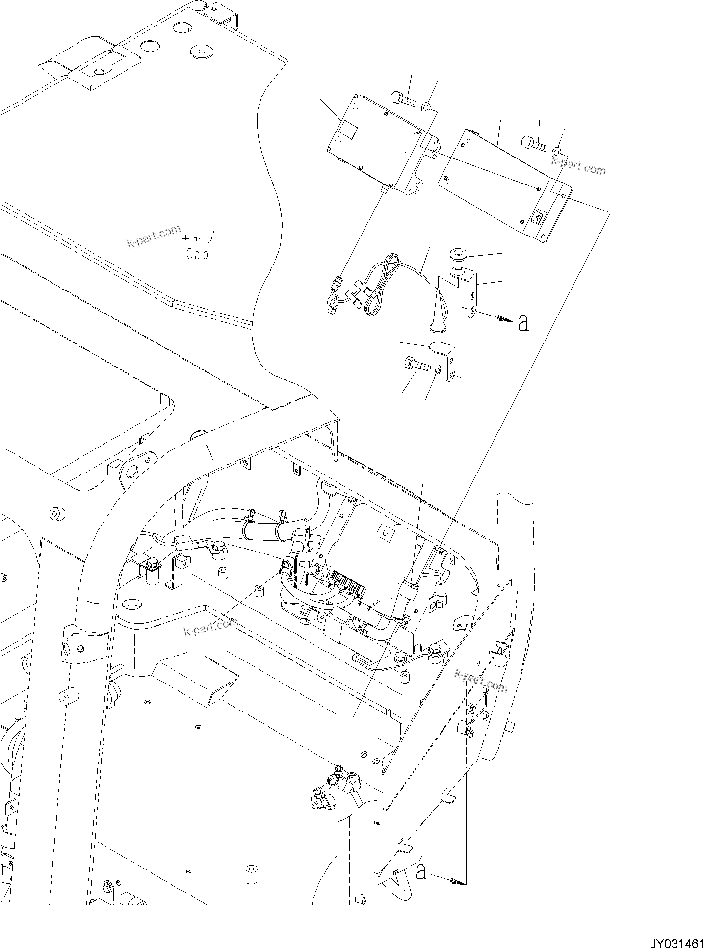 Komatsu parts book diagram for PC35MR-5 S/N F50003 AND UP: CAB, KOMTRAX CONTROLLER AND ANTENNA
