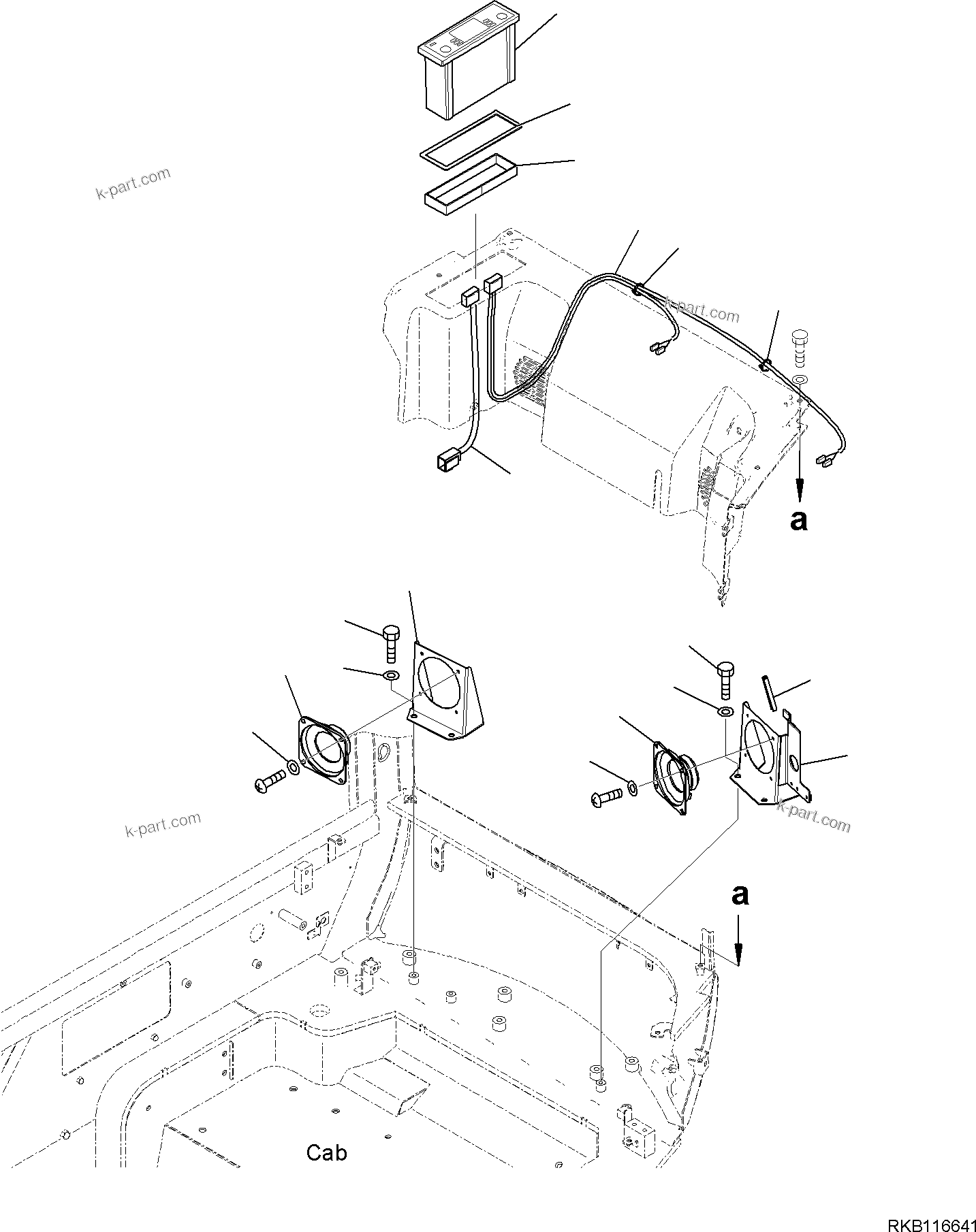 Komatsu parts book diagram for PC35MR-5 S/N F50003 AND UP: RADIO