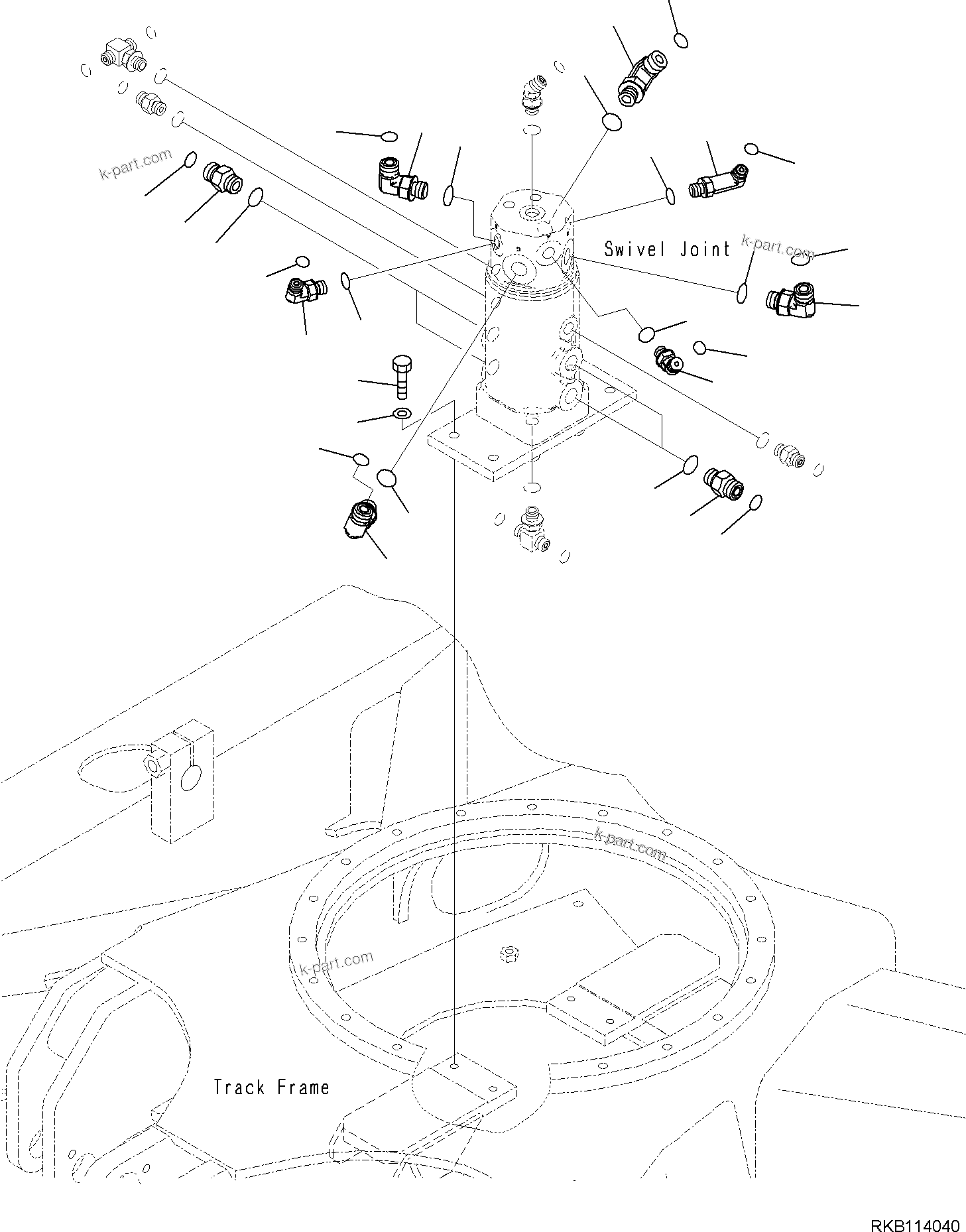 Komatsu parts book diagram for PC35MR-5 S/N F50003 AND UP: TRACK FRAME, TRACK FRAME, CONNECTING PARTS, SWIVEL JOINT