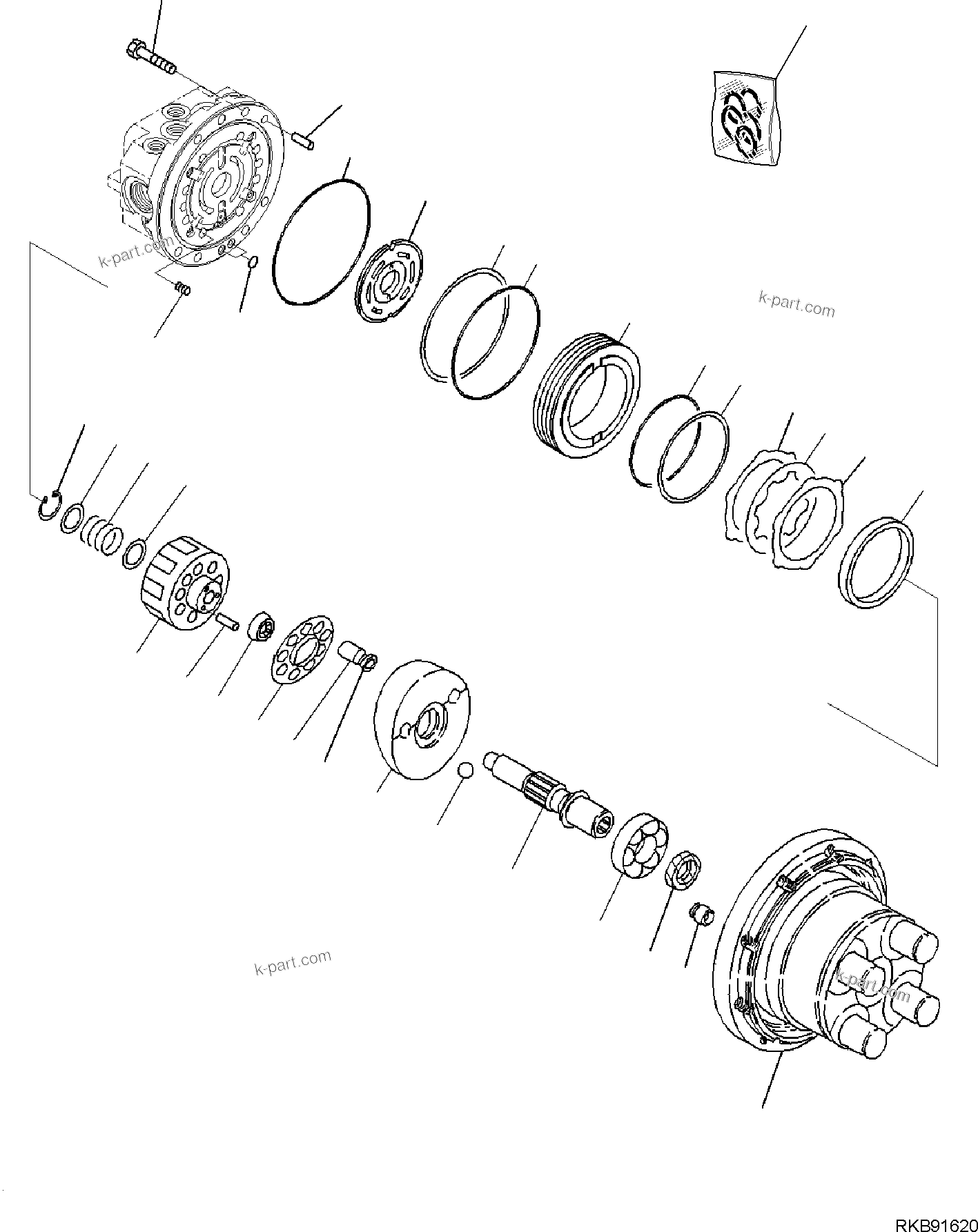 Komatsu parts book diagram for PC35MR-5 S/N F50003 AND UP: TRACK FRAME, TRACK FRAME, INNER PARTS, HYDRAULIC MOTOR (1/2)