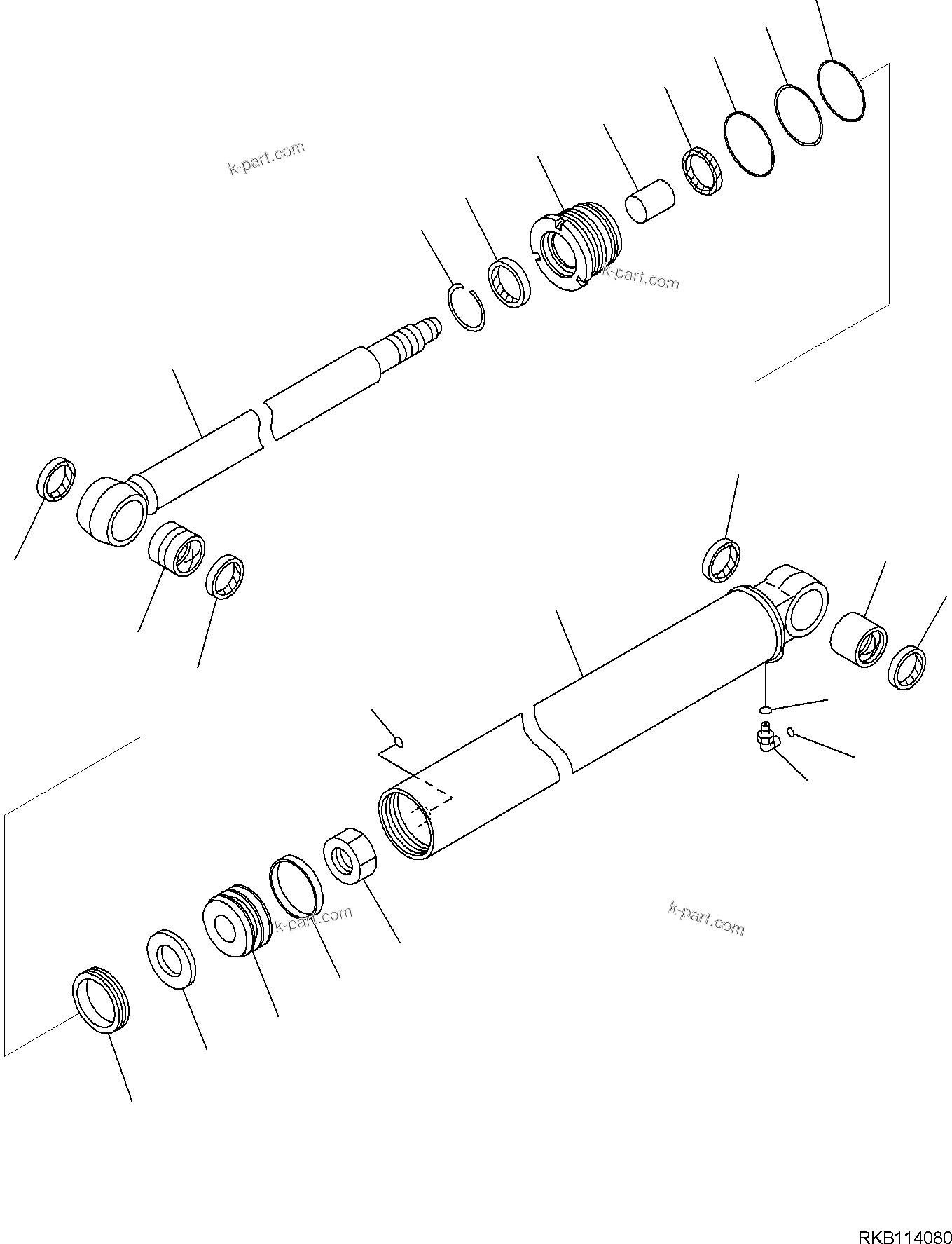 Komatsu parts book diagram for PC35MR-5 S/N F50003 AND UP: BOOM UNIT, INNER PARTS, ARM CYLINDER