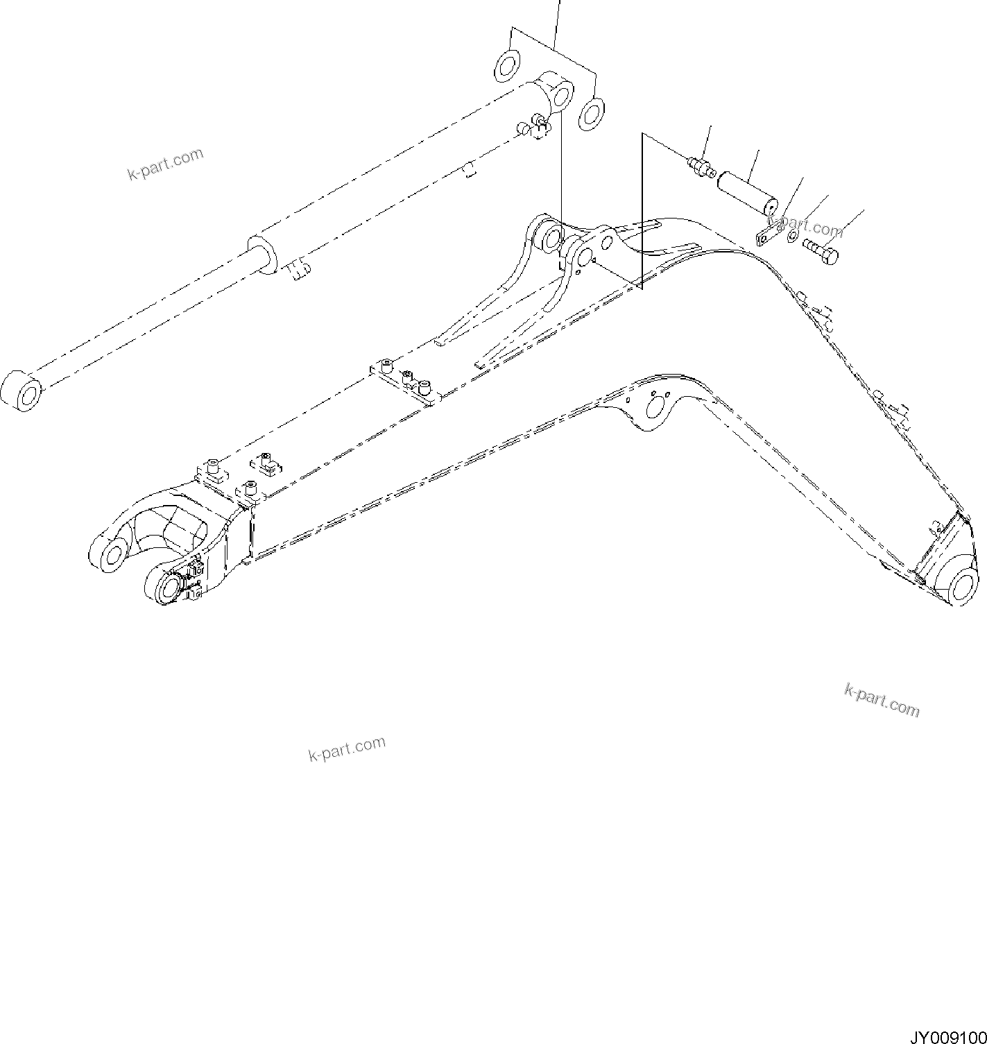 Komatsu parts book diagram for PC35MR-5 S/N F50003 AND UP: BOOM UNIT, PIN, ARM CYLINDER