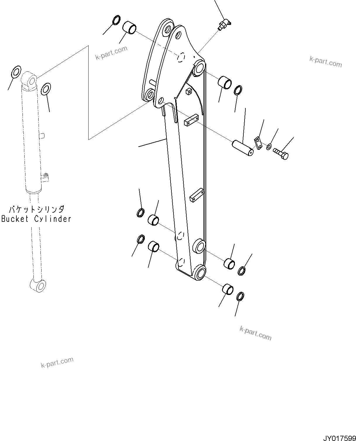 Komatsu parts book diagram for PC35MR-5 S/N F50003 AND UP: ARM UNIT, ARM AND PIN