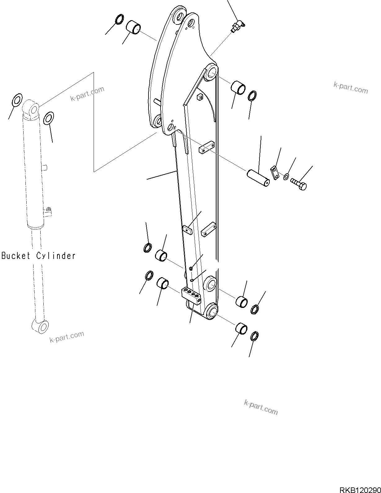 Komatsu parts book diagram for PC35MR-5 S/N F50003 AND UP: ARM UNIT, ARM AND PIN
