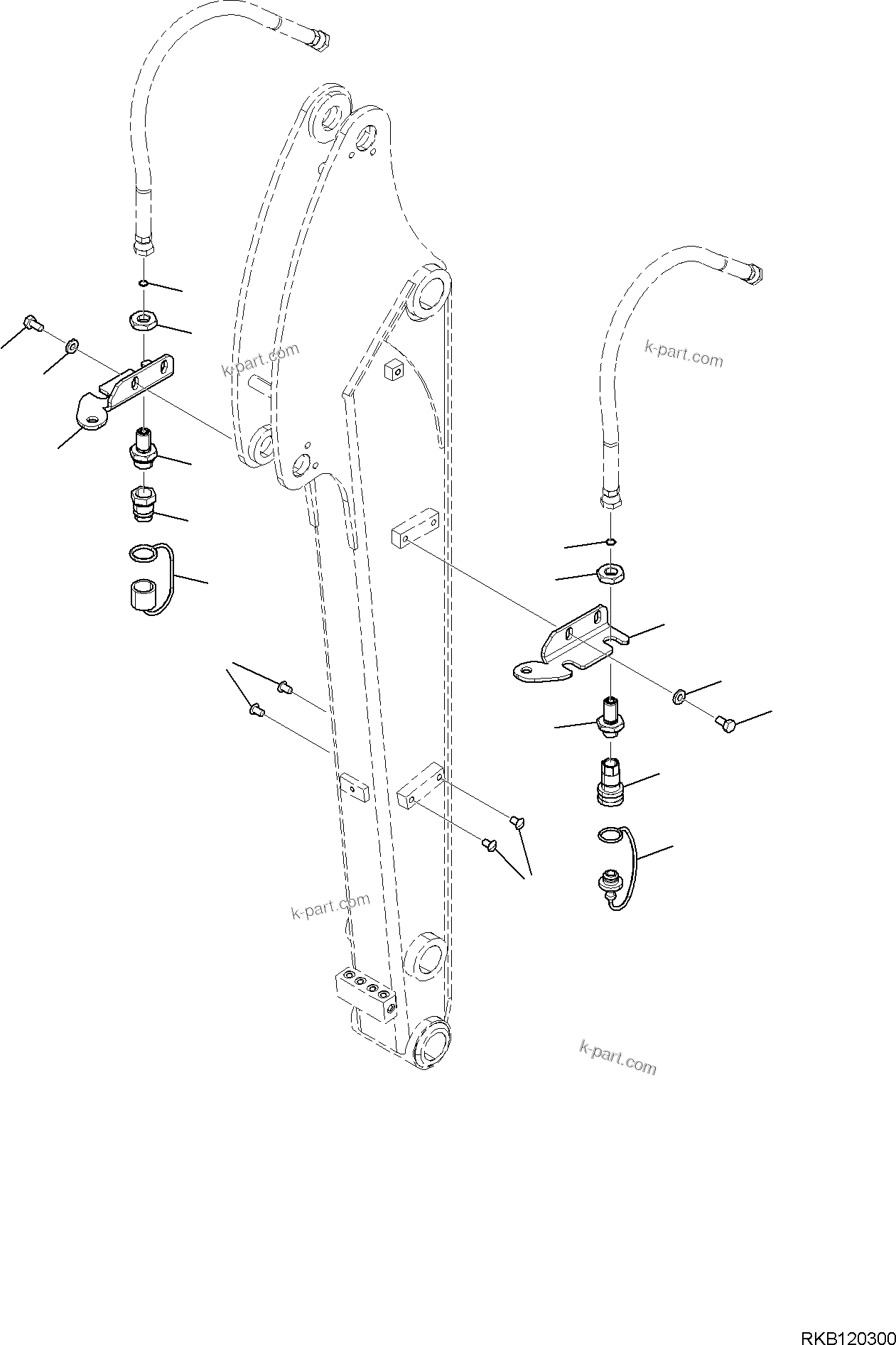 Komatsu parts book diagram for PC35MR-5 S/N F50003 AND UP: ARM UNIT, ADDITIONAL PIPING (1/2)