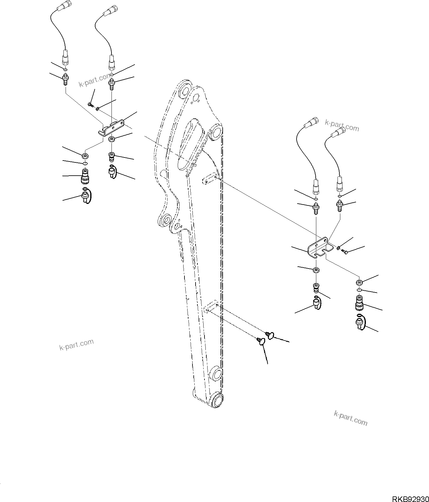 Komatsu parts book diagram for PC35MR-5 S/N F50003 AND UP: ARM UNIT, ADDITIONAL PIPING