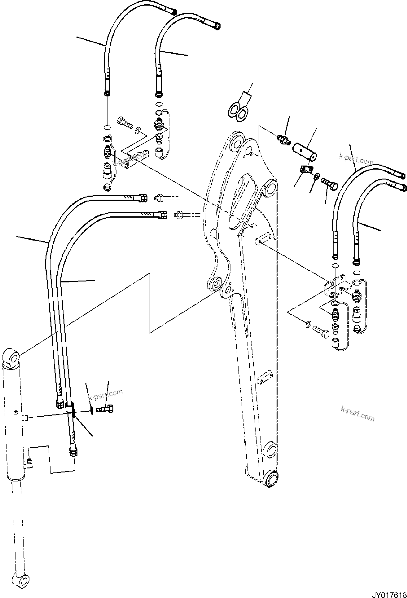 Komatsu parts book diagram for PC35MR-5 S/N F50003 AND UP: ARM UNIT, PIN AND PIPING