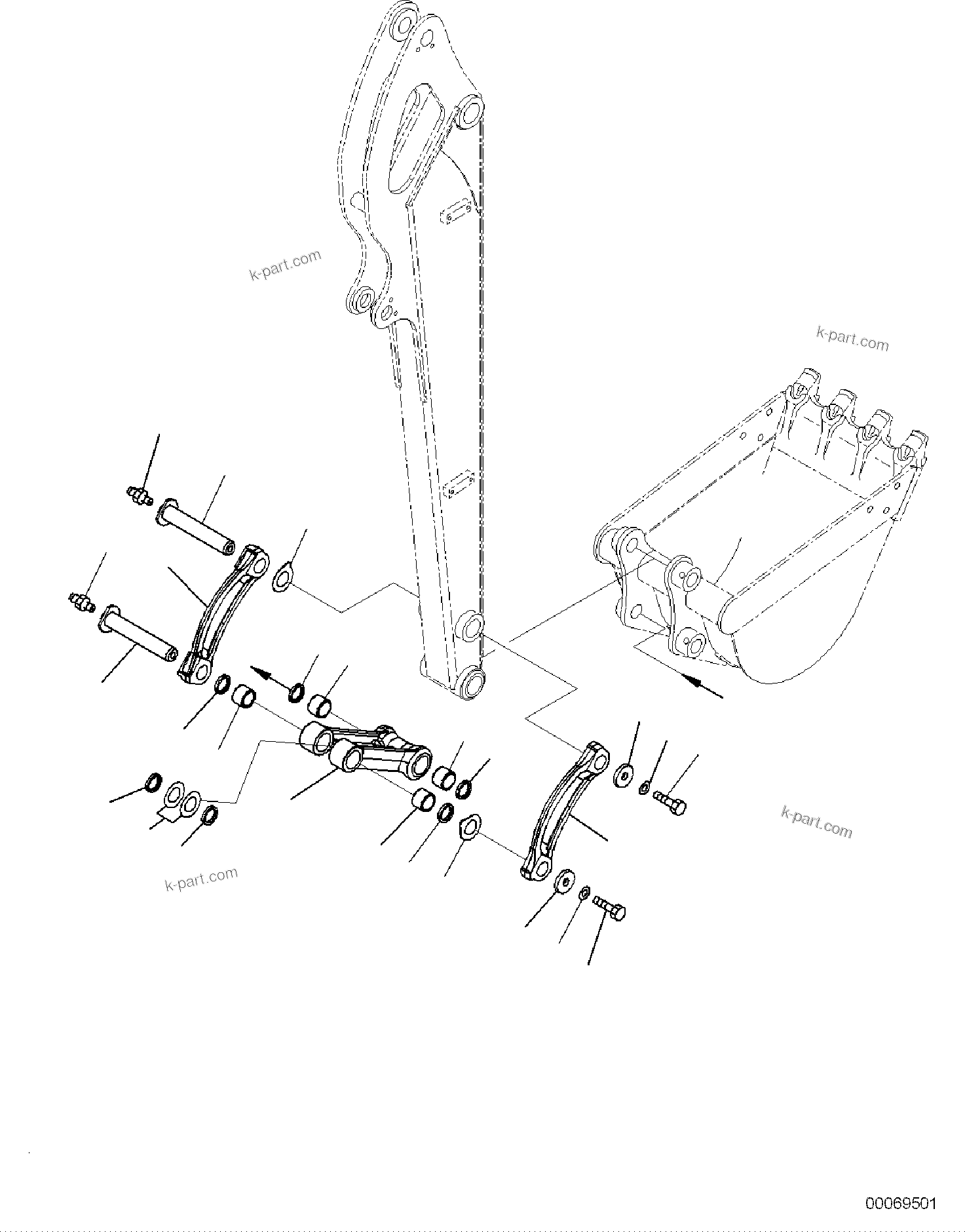 Komatsu parts book diagram for PC35MR-5 S/N F50003 AND UP: BUCKET LINK