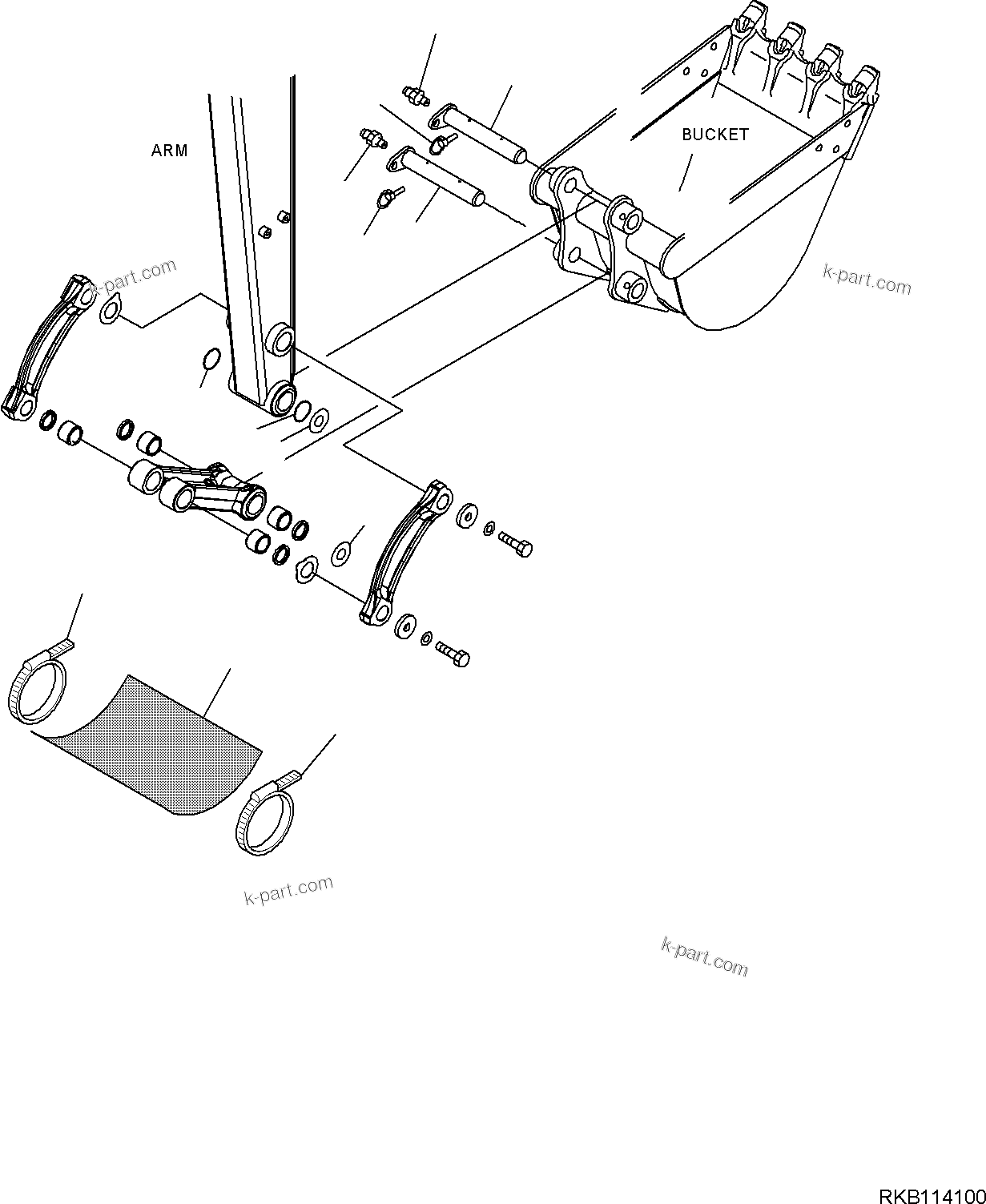 Komatsu parts book diagram for PC35MR-5 S/N F50003 AND UP: BUCKET PIN