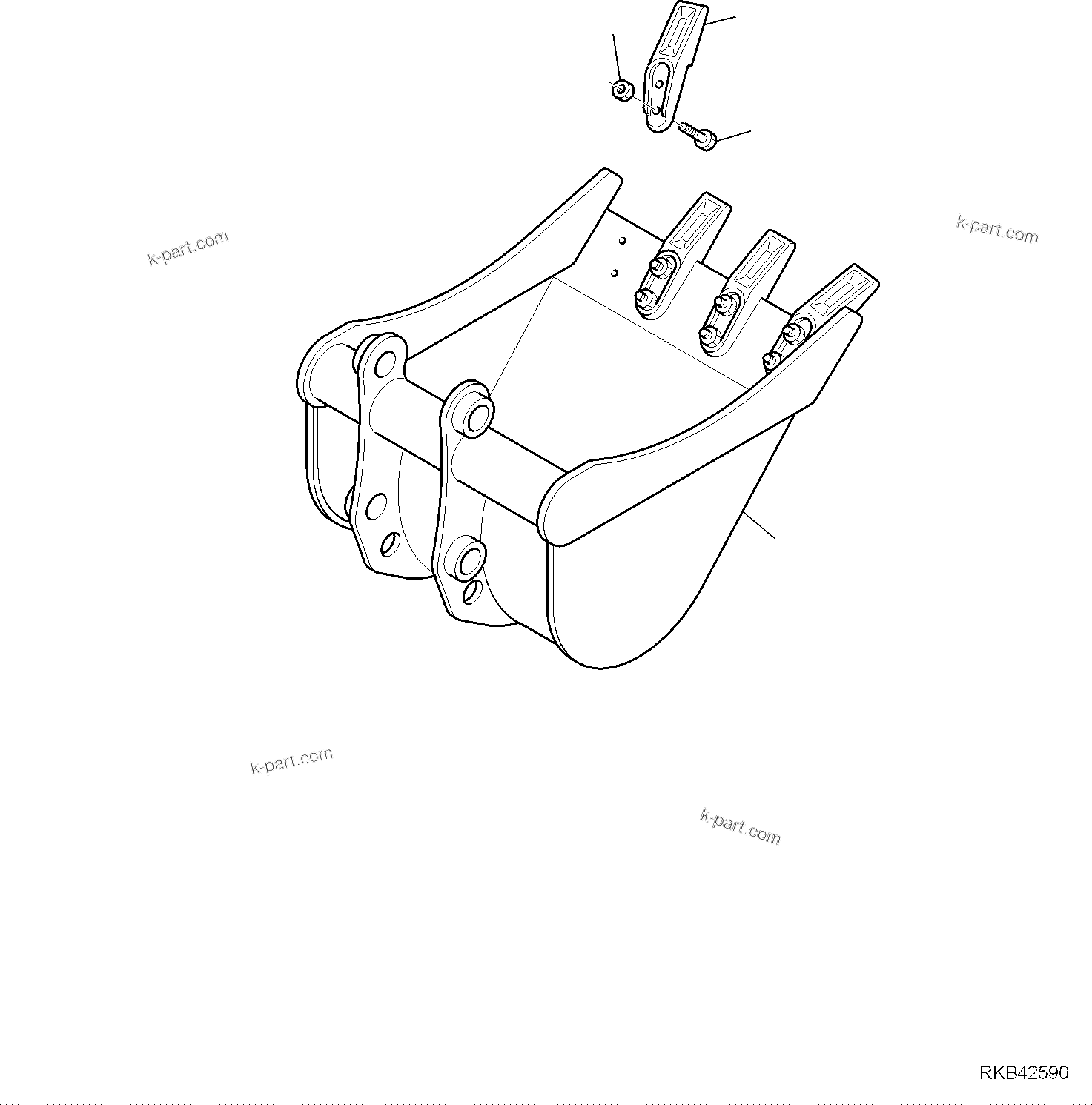 Komatsu parts book diagram for PC35MR-5 S/N F50003 AND UP: BUCKET, INNER PARTS, BUCKET