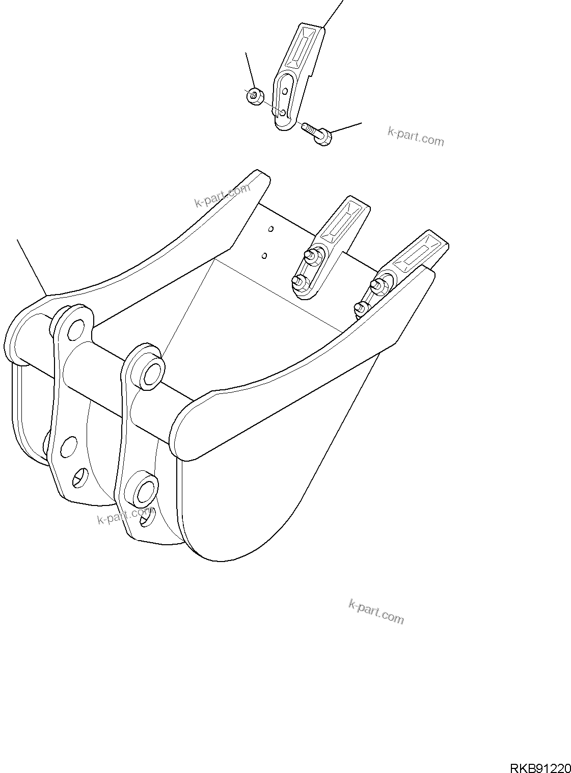 Komatsu parts book diagram for PC35MR-5 S/N F50003 AND UP: BUCKET, INNER PARTS, BUCKET