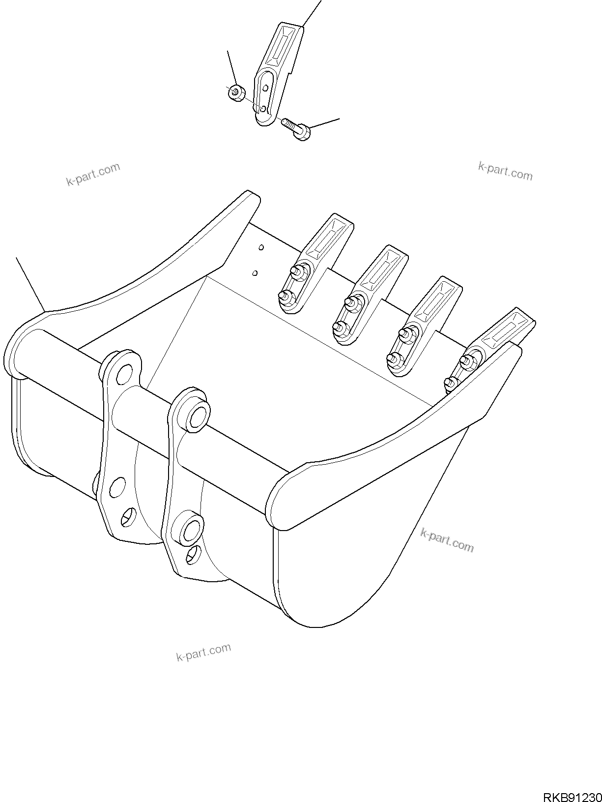 Komatsu parts book diagram for PC35MR-5 S/N F50003 AND UP: BUCKET, INNER PARTS, BUCKET