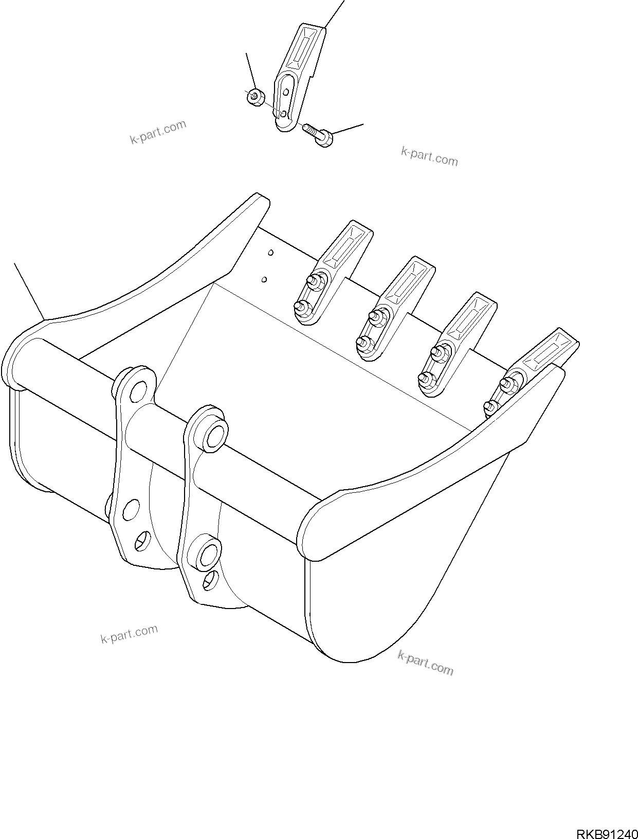 Komatsu parts book diagram for PC35MR-5 S/N F50003 AND UP: BUCKET, INNER PARTS, BUCKET