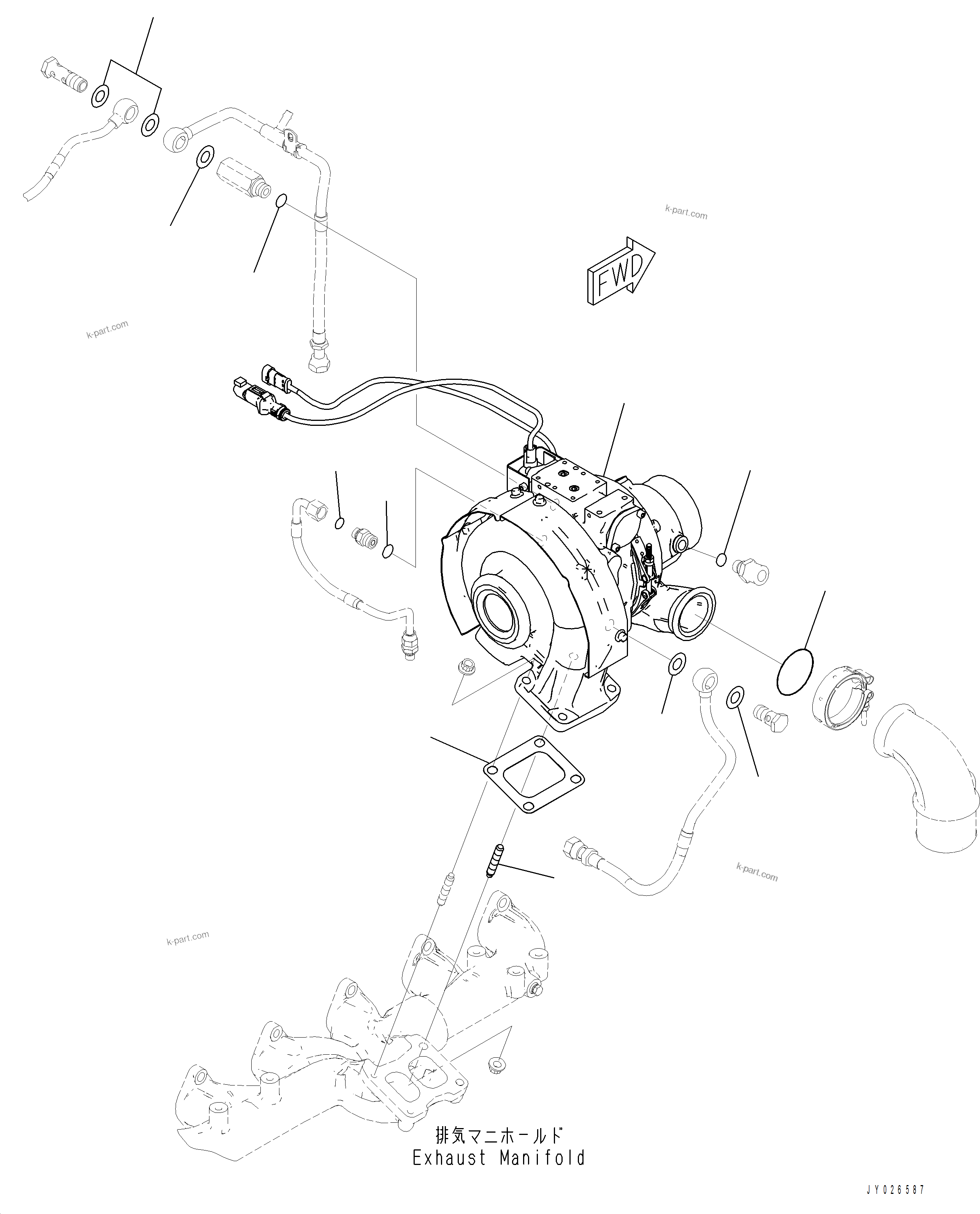 Komatsu parts book diagram for PC390LCI-11 A31001-UP BEPB113400 3.8.2018: A1539-001001 VARIABLE GEOMETRY TURBOCHARGER (VGT)
