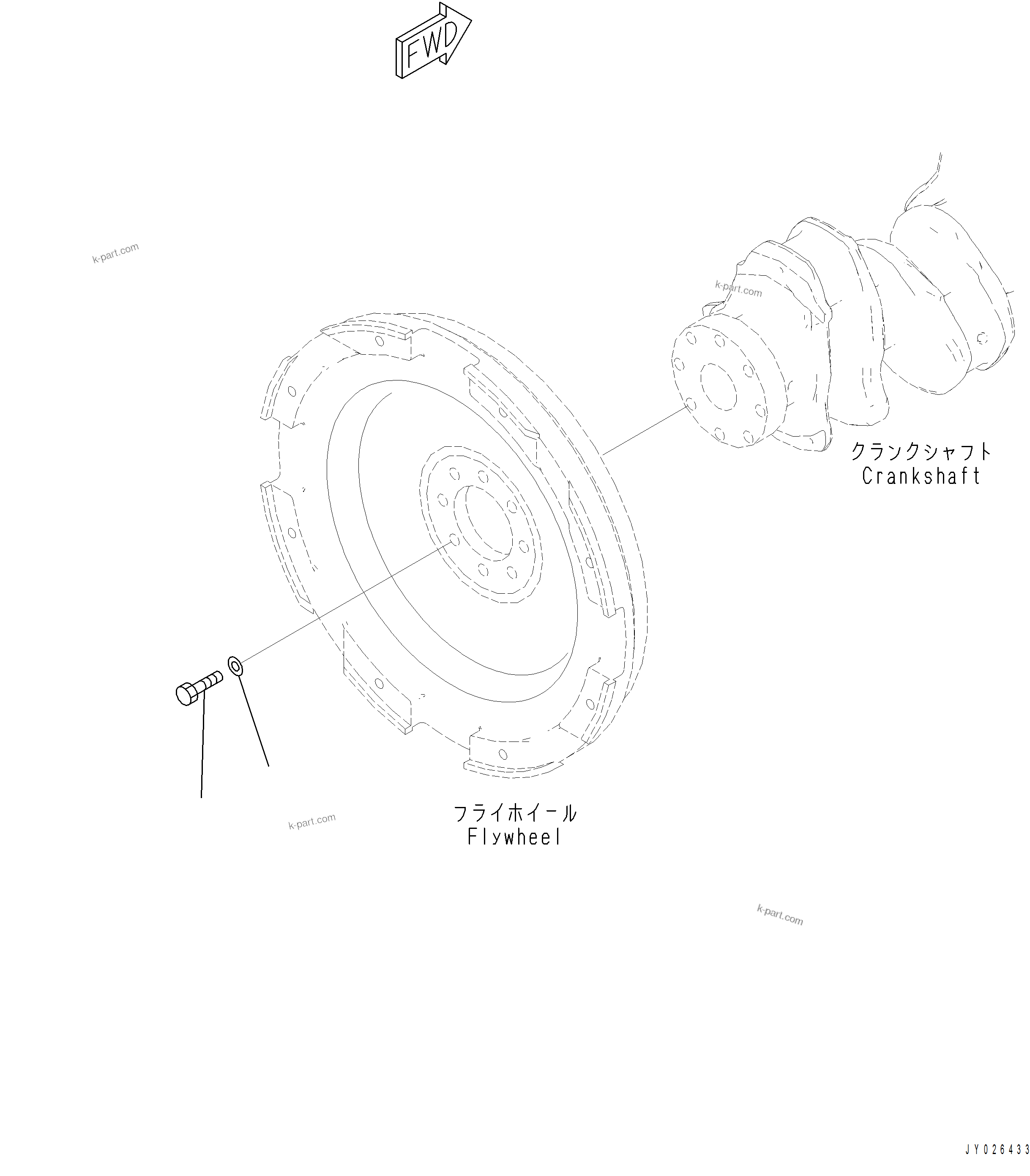 Komatsu parts book diagram for PC390LCI-11 A31001-UP BEPB113400 3.8.2018: AFW10-001001 FLYWHEEL MOUNTING
